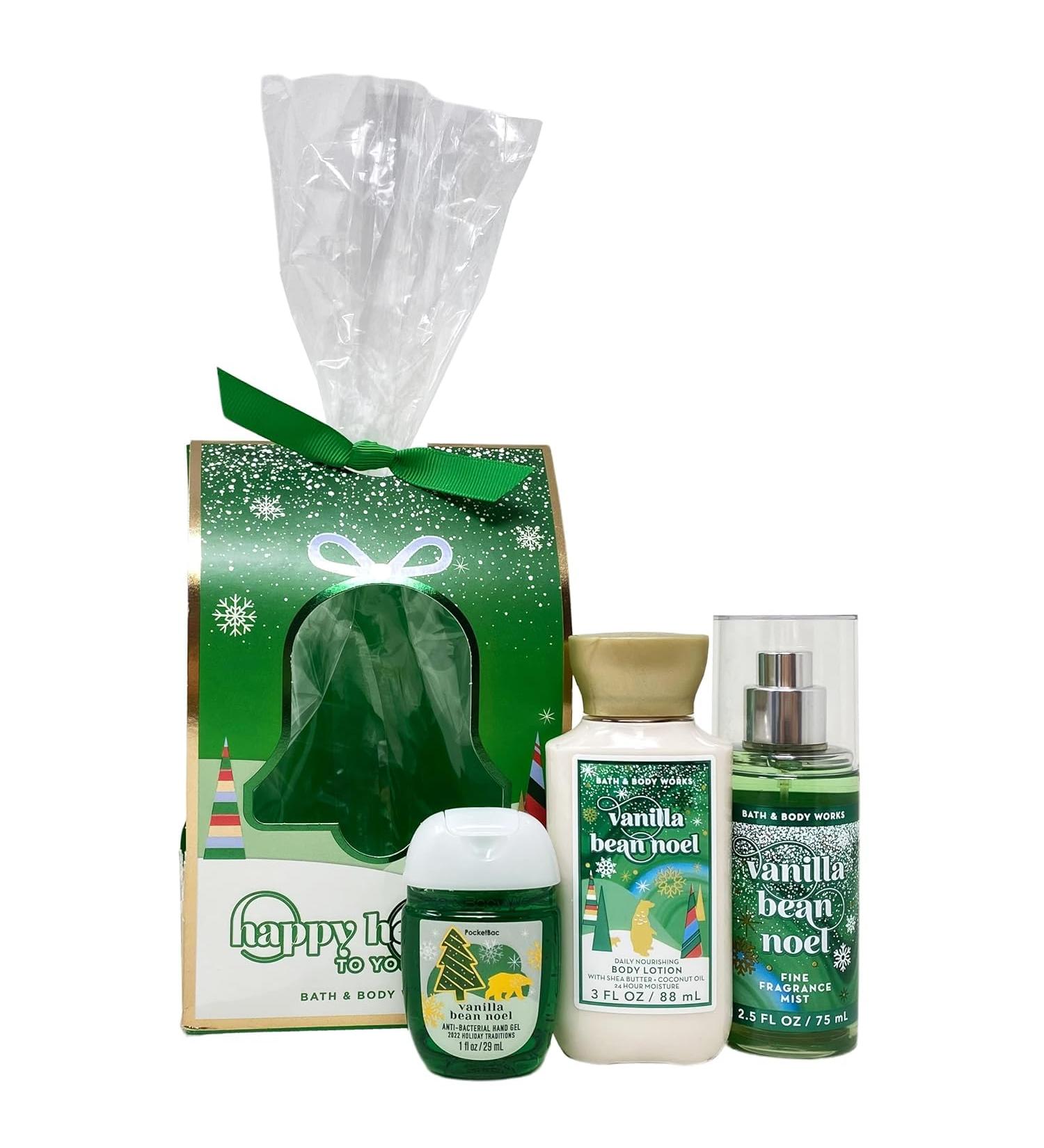Bath and Body Works VANILLA BEAN NOEL Tree Mini Gift Set 3-pc Travel Size