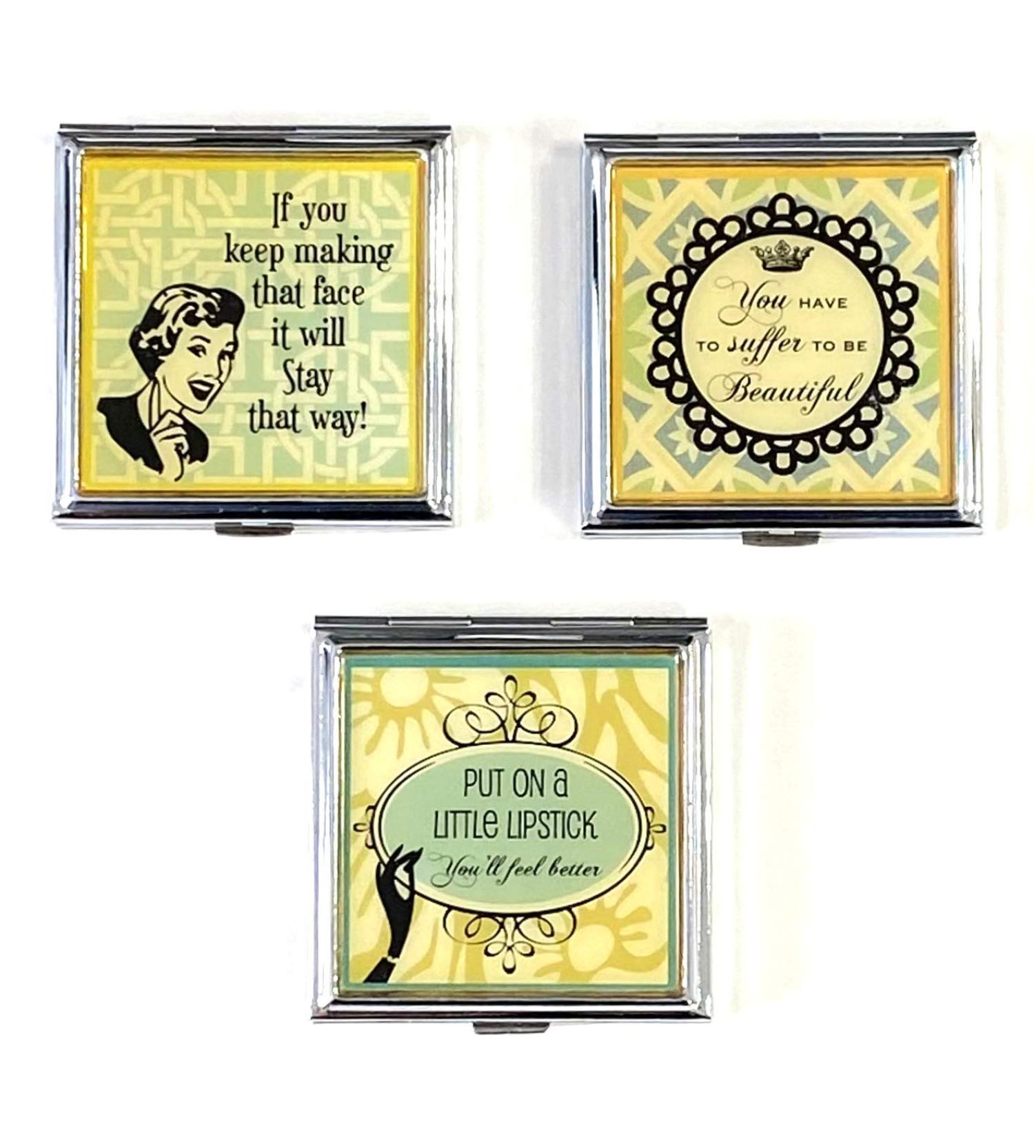 Retro Compact Mirror: Sassy Remarks for Travel Purse - Beauty & Lipstick Motivation - Buy Online on GoSupps.com