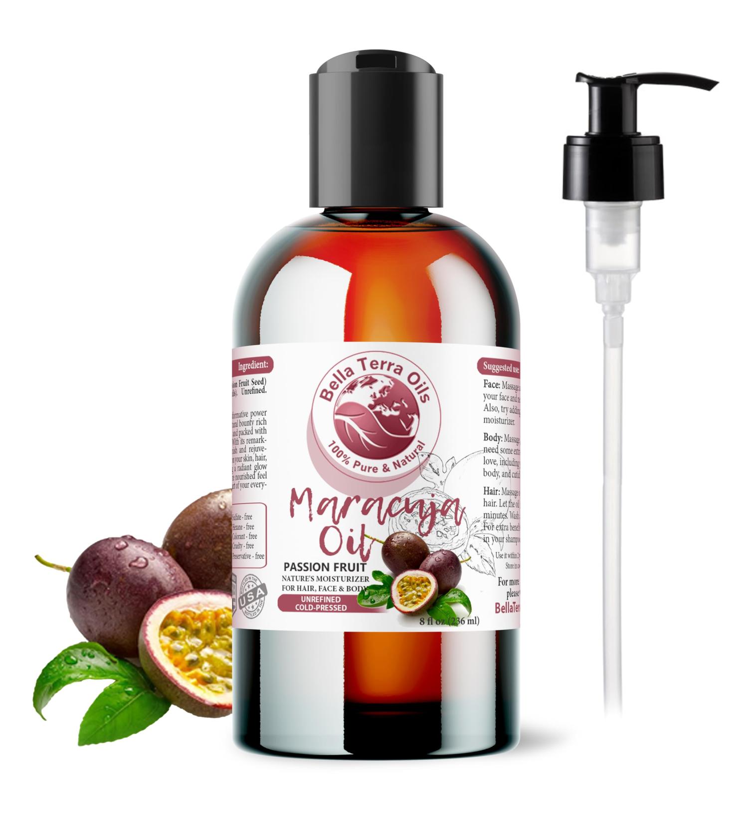 Bella Terra Oils - Maracuja (Passion Fruit) Oil 8 oz - A Symphony of B-Vitamins & Antioxidants Immerse in The Luxury of Silky Soft Skin - Buy Online on GoSupps.com