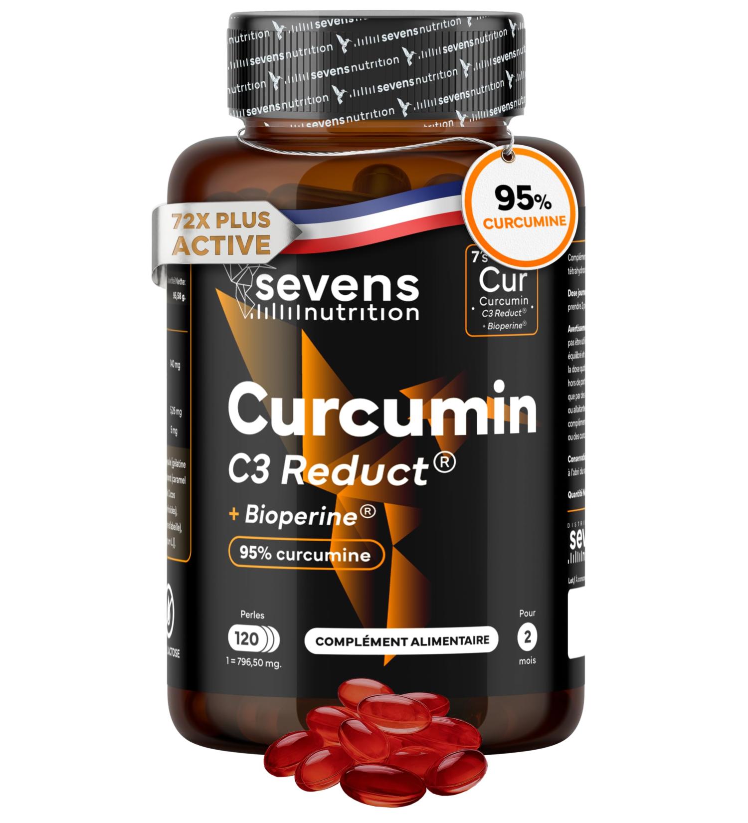 Curcumine C3 Reduct avec BioPerine 95% Curcuma Premium avec Huile d Olive et MCT 120 Softgels Puissant Anti Inflammatoire Antioxydant Naturel Haute Absorption Sevens - Buy Online on GoSupps.com