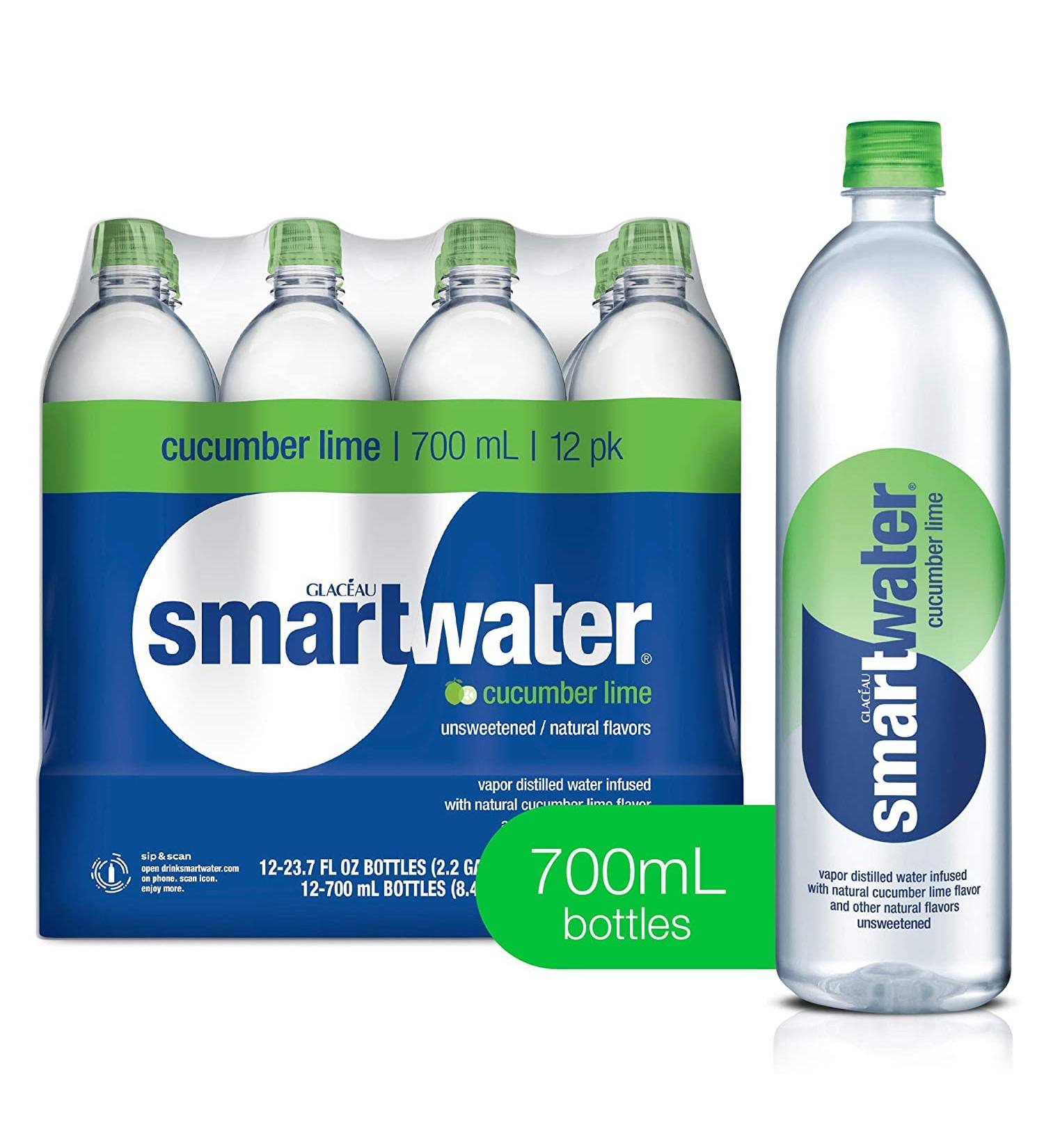 Smartwater Cucumber Lime Flavored Drinking Water - 23.7 Fl Oz Bottles, Pack of 12 - Buy Online on GoSupps.com