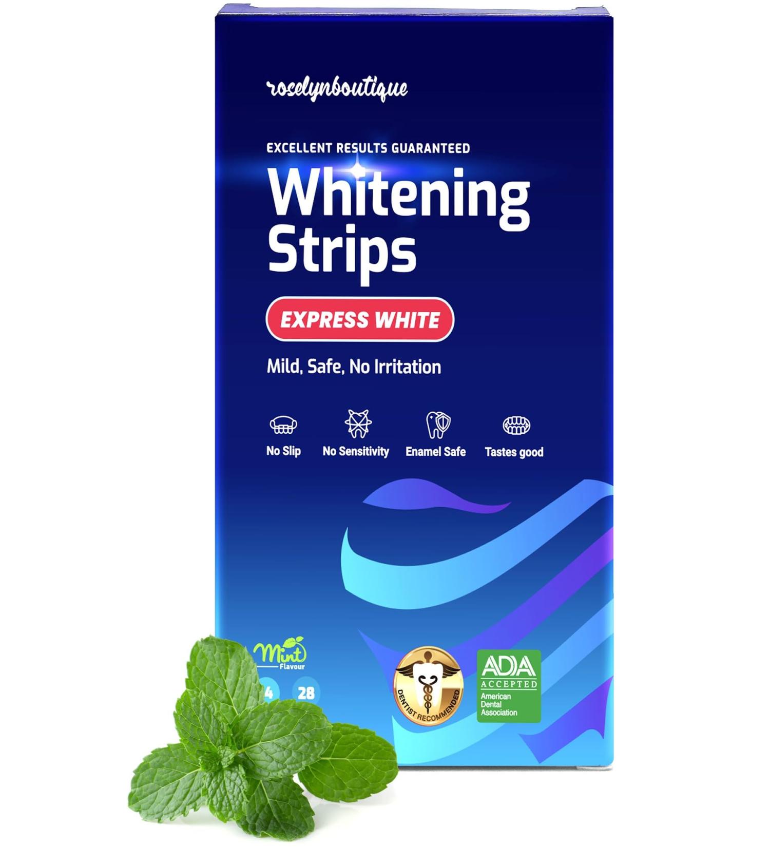 Natural Teeth Whitener Kit - Enamel Safe Whitening Strips for Men & Women - Mint Flavor 28 Strips - Buy Online on GoSupps.com
