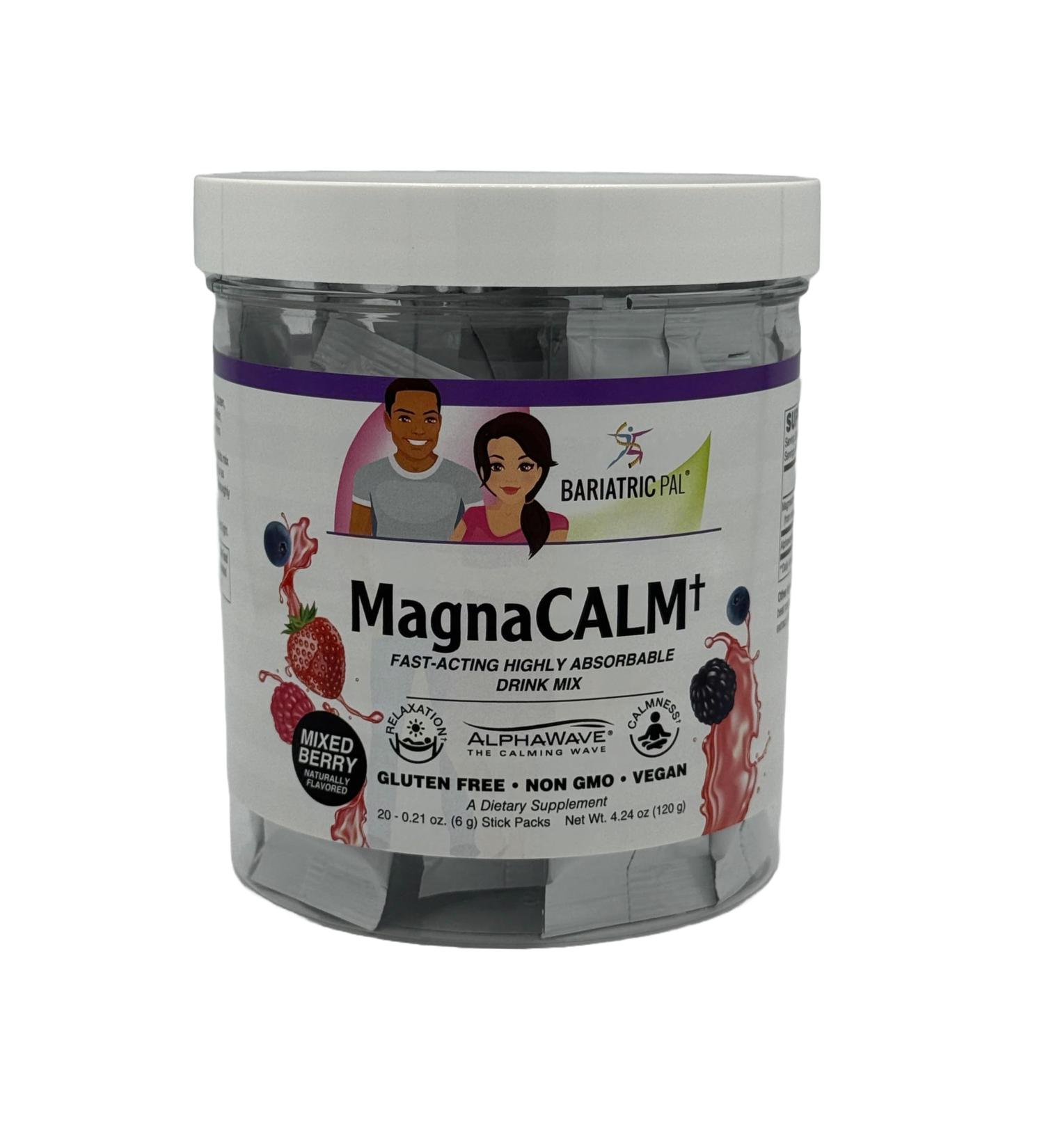 BariatricPal MagnaCALM Fast-Acting Highly-Absorbable Drink Mix 20 Stick Packs - Mixed Berry