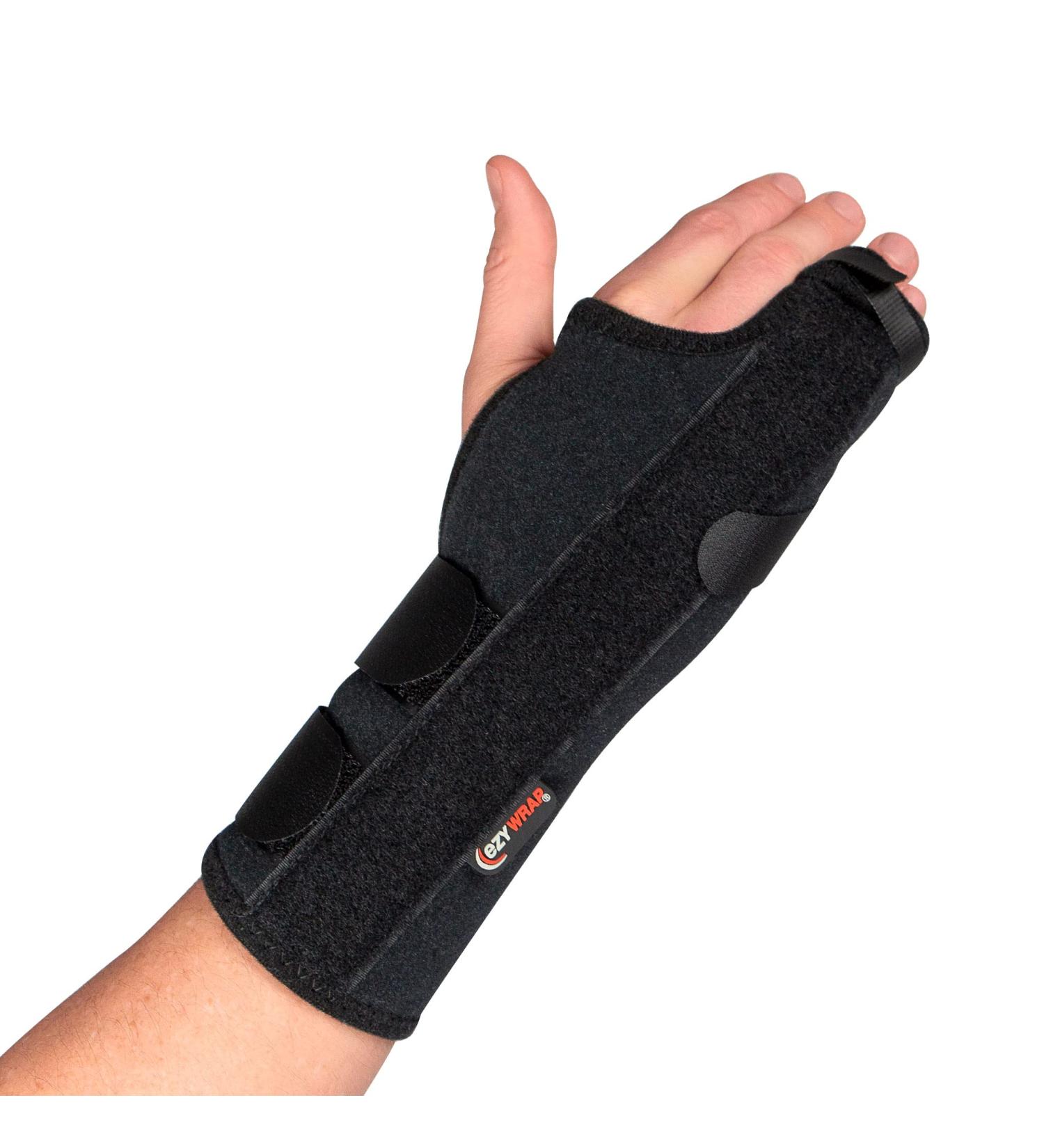 Ezy Wrap Boxer Orthopedic Wrist Brace for Women & Men - Medium Right Hand Support Brace with Finger Splints for Metacarpal Fracture, Sprain, or Swelling - Comfortable Black Hand Wrap - Buy Online on GoSupps.com