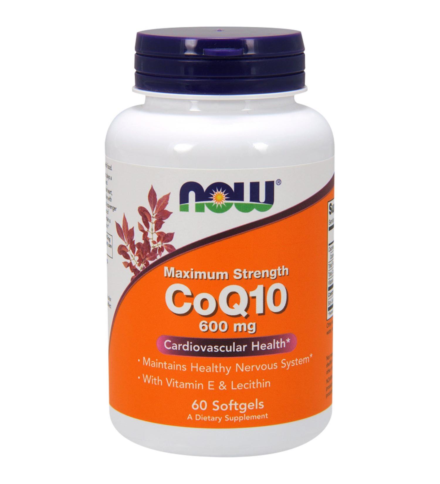 NOW Foods CoQ10 600mg with Vitamin E 60 Softgels
