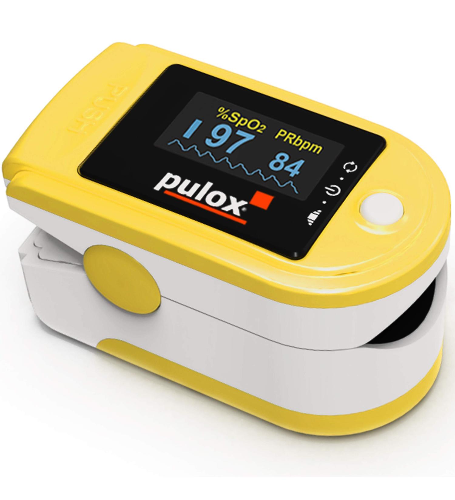 Buy Pulse Oximeter Pulox PO-200A Solo - Yellow | Accurate Pulse & Oxygen Saturation Measurement with Alarm & Pulse Tone - International Shipping Available - Buy Online on GoSupps.com