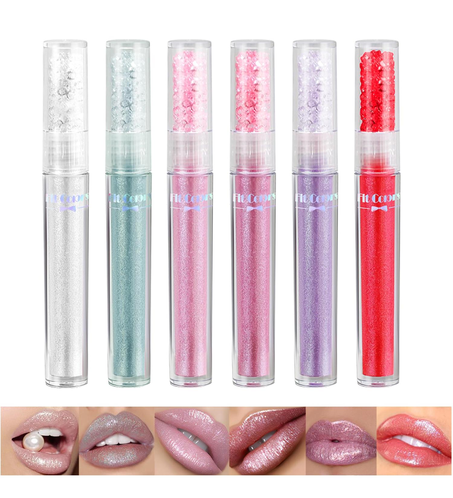 6PCS Luminous Lip Gloss Set - Shimmery Glitter & Hydrating Lipsticks in Berry Pink Nude Red Purple Orange - Lightweight Moisturizer for Gorgeous Lips - Buy Online on GoSupps.com