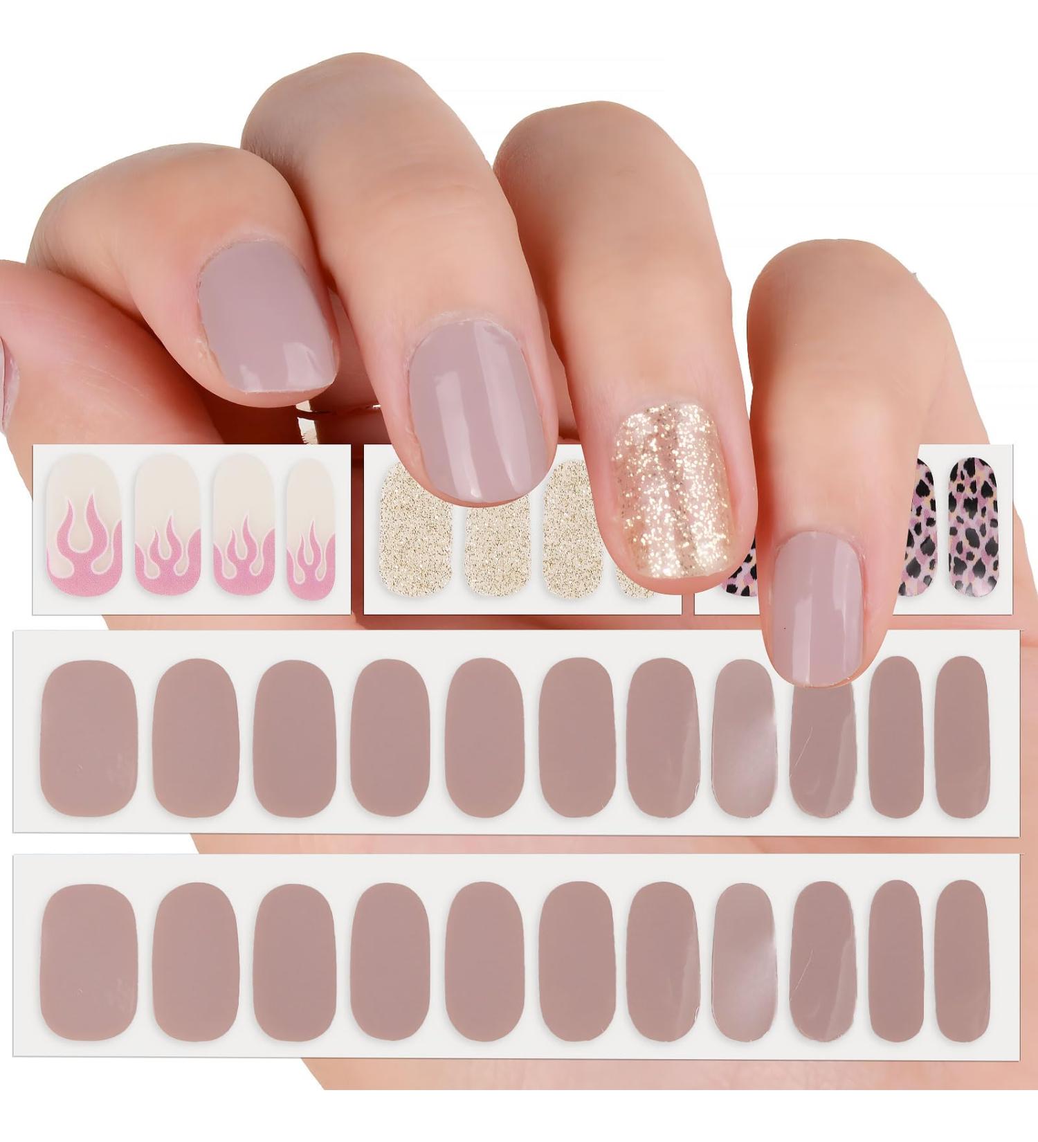 34pcs Pink Gel Nail Wraps Self-Adhesive Stickers for Women - Buy Online on GoSupps.com