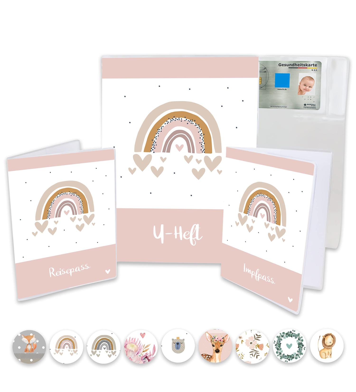 Minilino u Issue Cover 3-Part Premium Set for Vaccination Pass & Passport | Rainbow Pink Organizer for Girls - Protect Important Travel Documents & Examination Book - Buy Online on GoSupps.com