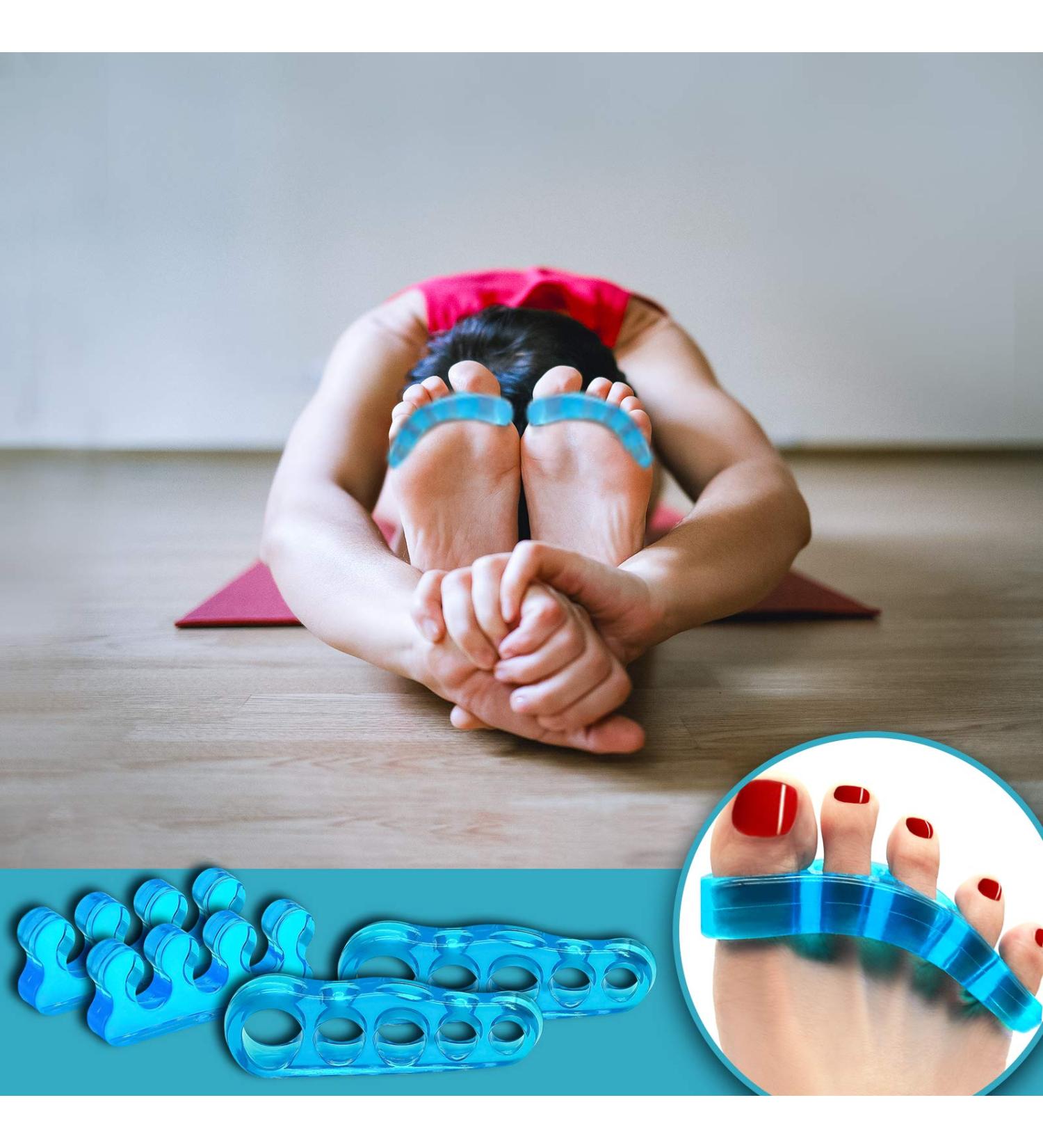 AXMIOUS Toe Separators - Bunion Corrector & Toe Spacers (2 Pairs) - Silicone Gel for Bunions & Toe Alignment - Blue - Buy Online on GoSupps.com
