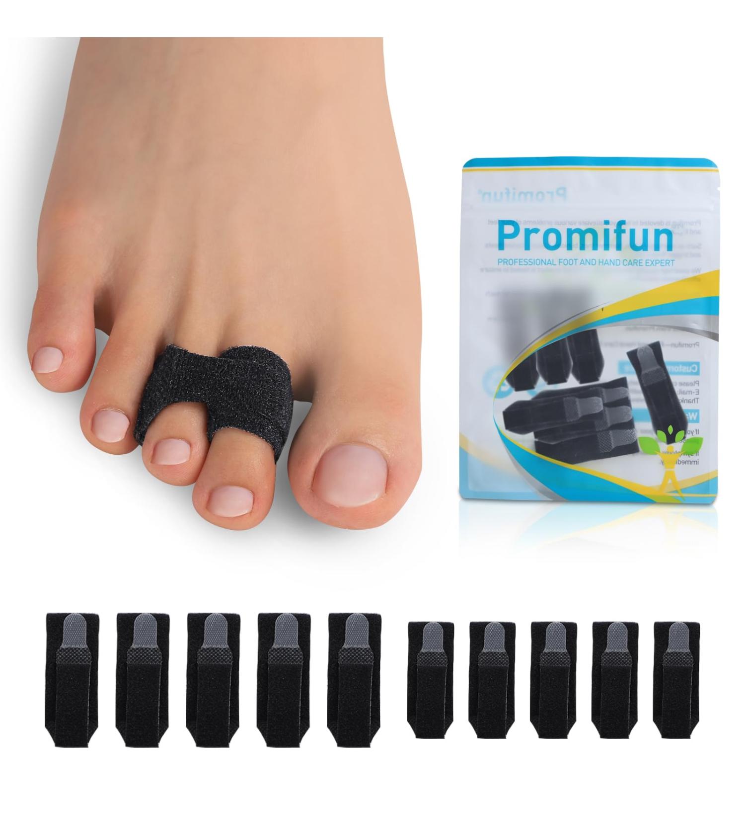 10 Pack Hammer Toe Corrector & Toe Splint - Orthopedic Brace Cushioned Bandages for Broken & Crooked Toes - Heal Wrap Separators (Black 5L + 5S - Buy Online on GoSupps.com