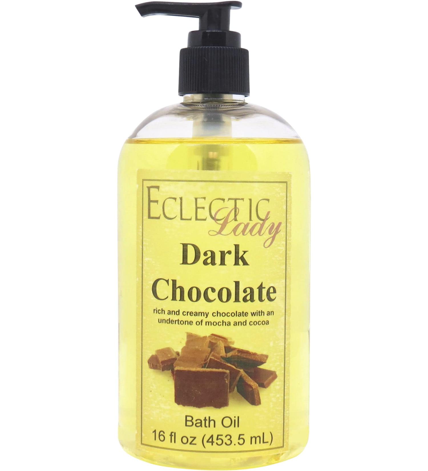 Dark Chocolate Bath Oil by Eclectic Lady | Relaxing Moisturizing Scented Bath Oil for Dry Sensitive Skin | Nourishing 16 oz Body Oil - Buy Online on GoSupps.com