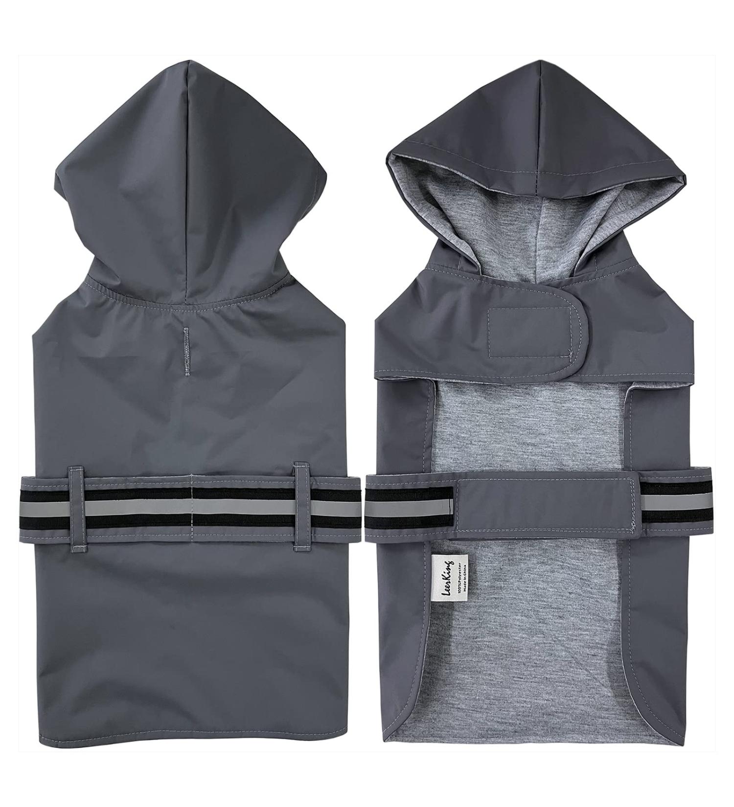 Waterproof Dog Coat - Soft Lining Rain Jacket for Small Medium & Large Dogs | Sizes 11 to 71cm - Grey - Buy Online on GoSupps.com
