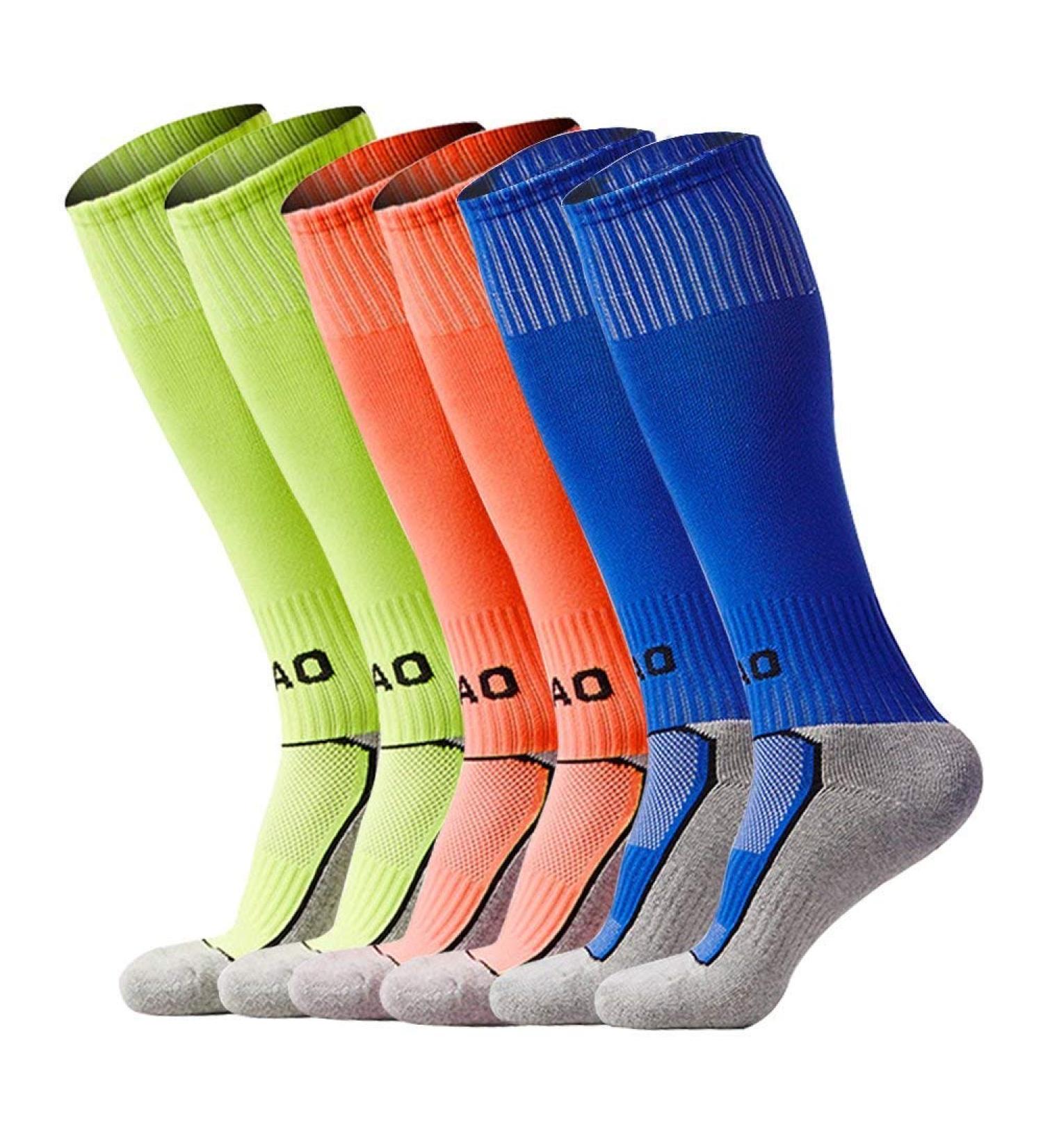 VANDIMI Soccer Socks: Kids Youth Adult Team Sport Knee High Long Socks (1/3/4/5 pairs) - X-Small 3p, Green/Blue/Orange - Buy Online on GoSupps.com
