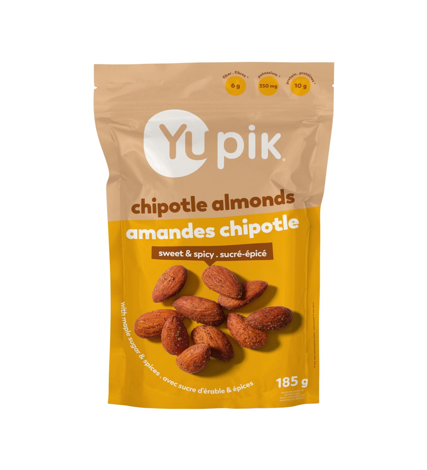 Yupik Maple Chipotle Almonds 185 g Crunchy Savory Snack Sweet & Spicy Almonds Made with Natural Ingredients Seasoned with Chipotle and Jalapeno Peppers Perfect for Parties High Protein Snacks - Buy Online on GoSupps.com