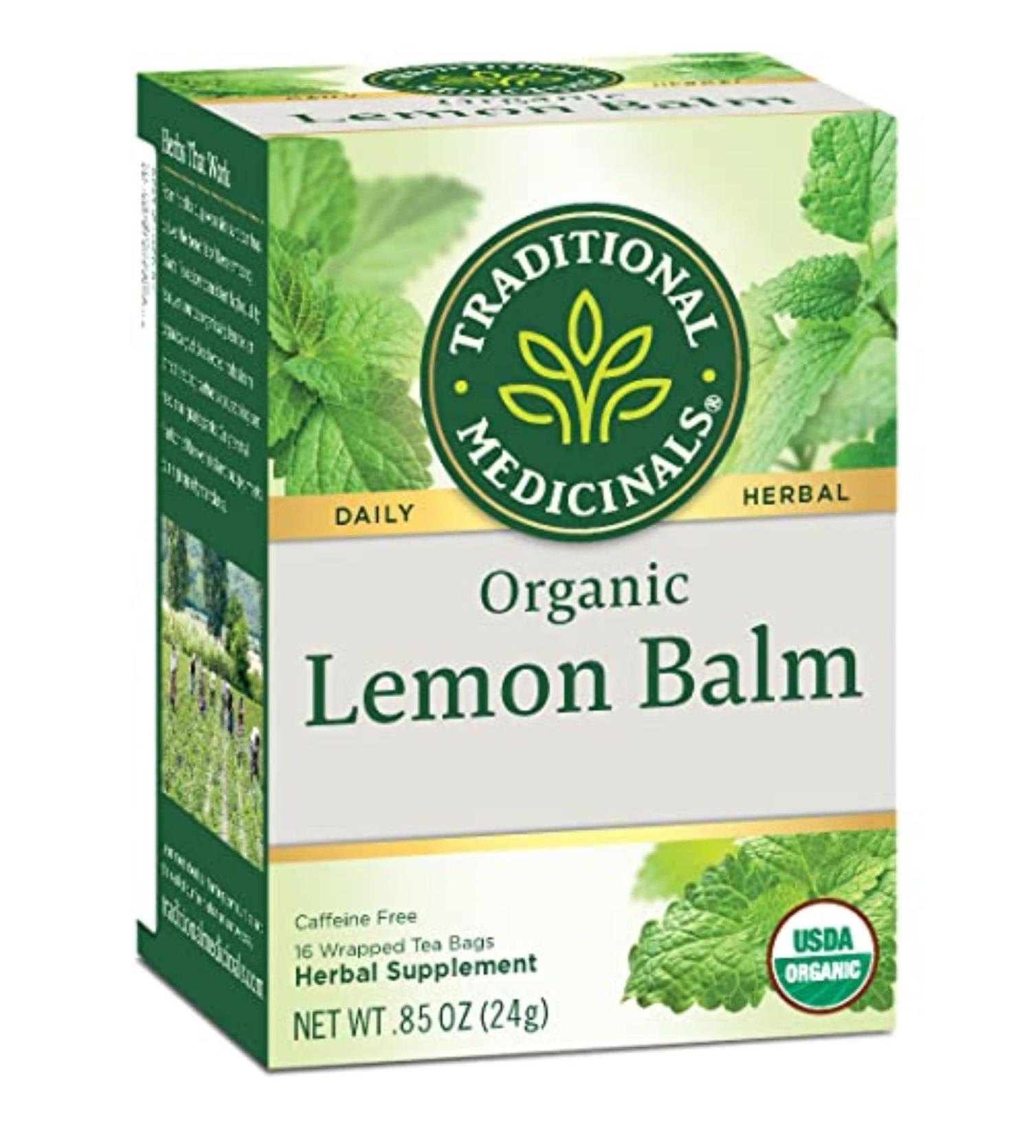 Traditional Medicinals Organic Lemon Balm Herbal Tea - Calming, Digestive Support - 16 Tea Bags - Buy Online on GoSupps.com