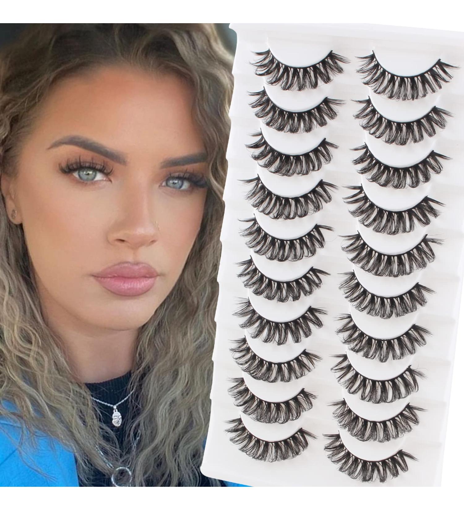 Parrarri Russian Strip Lashes D Curl - 10 Pairs Reusable Fluffy Mink Eyelashes | Curly & Crossed Design - Buy Online on GoSupps.com