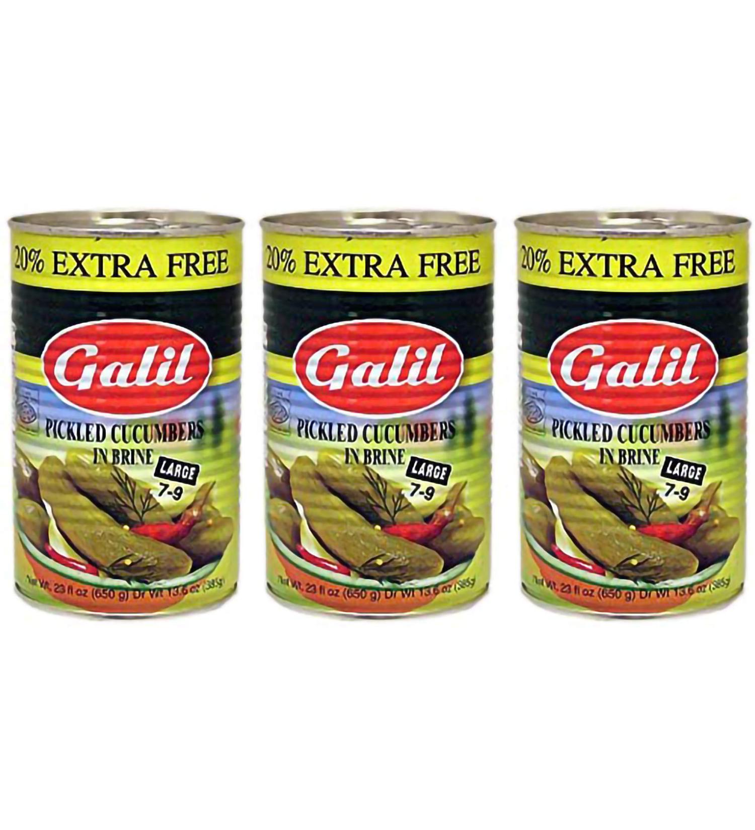 Pickled Cucumbers in Brine, Large Pickles, + 20% Extra, 23oz Cans (Pack of 3, Total of 69 Oz)