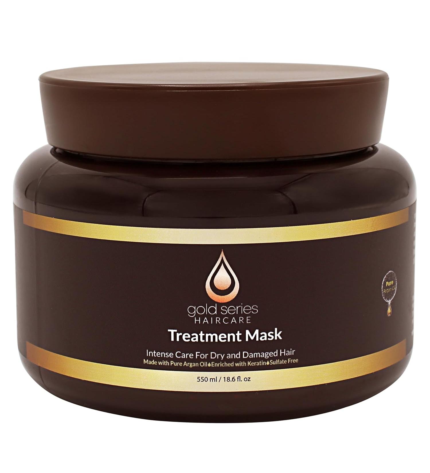 Moroccan Gold Series Deep Hydrating Argan Oil Hair Mask 18.6oz - Sulfate Free Hair Repair Treatment for Dry, Damaged, Color Treated, and Curly Hair - Enriched with Keratin - Natural Formula - Buy Online on GoSupps.com