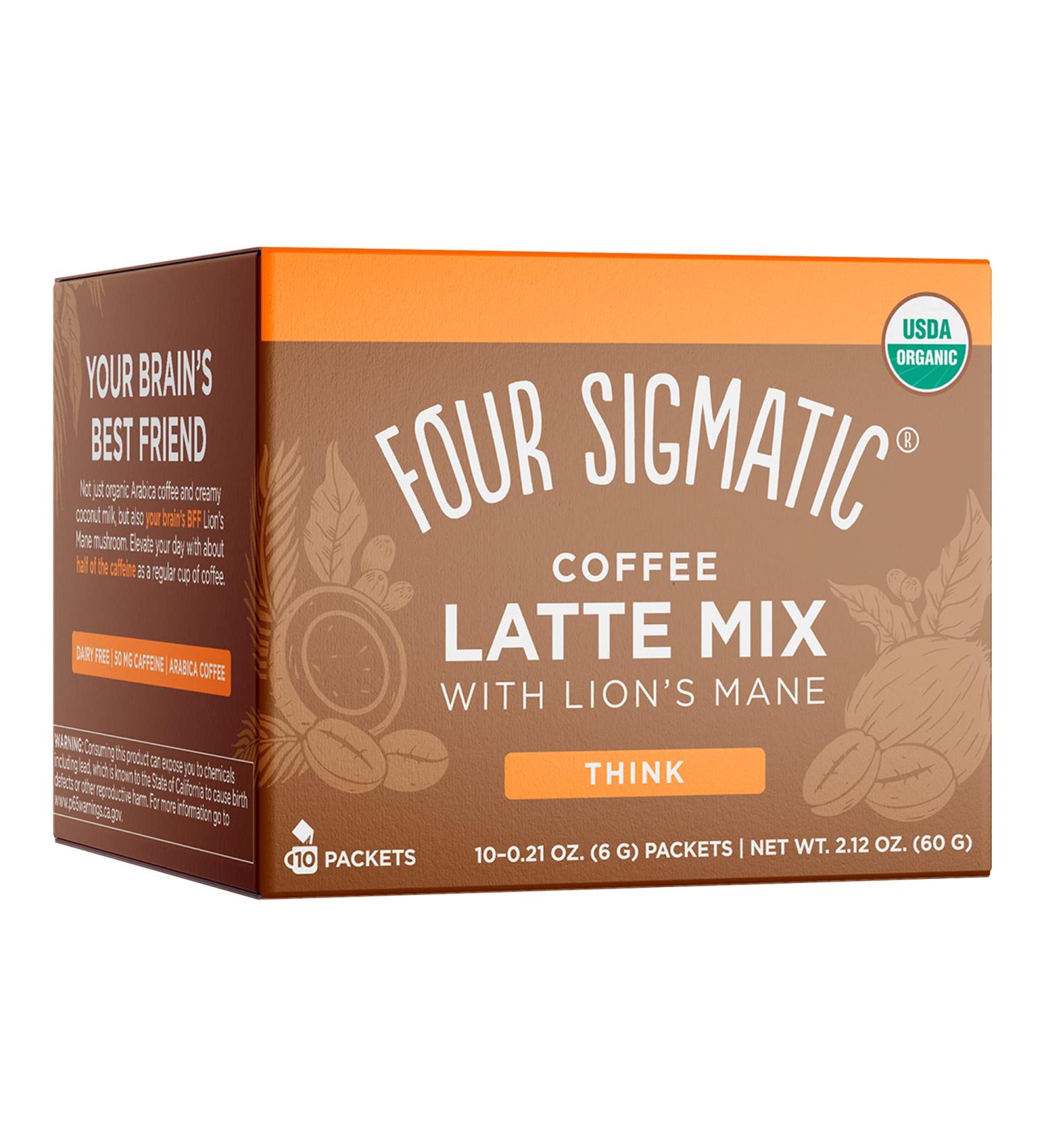 Four Sigmatic Coffee Latte Mix with Lion's Mane - 10 Packets (0.21 oz each) | Boost Focus & Energy - Buy Online on GoSupps.com