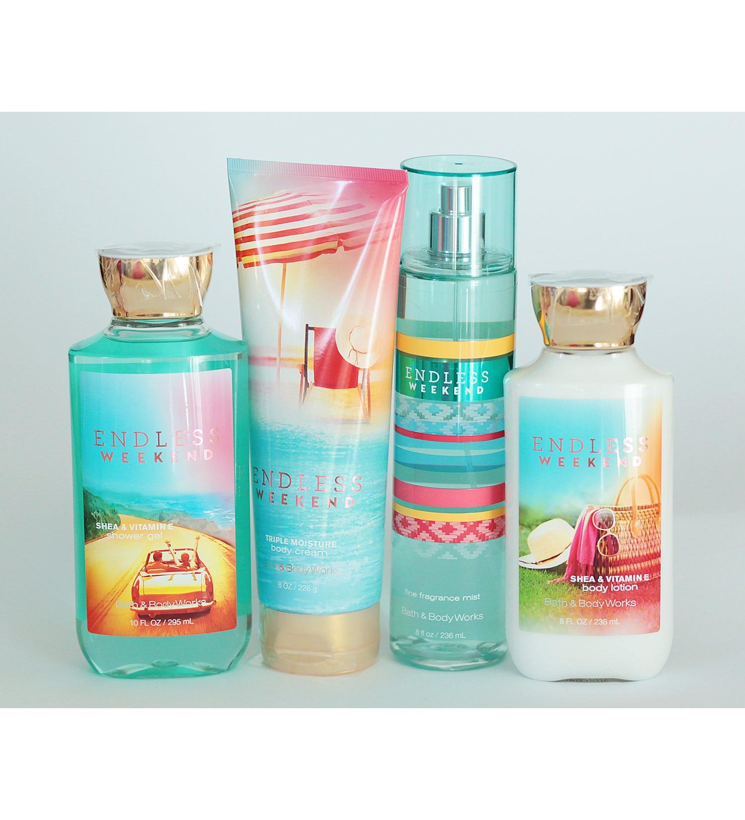 Bath and Body Works Endless Weekend Gift Set of Shower Gel Body Cream Body Lotion and Mist