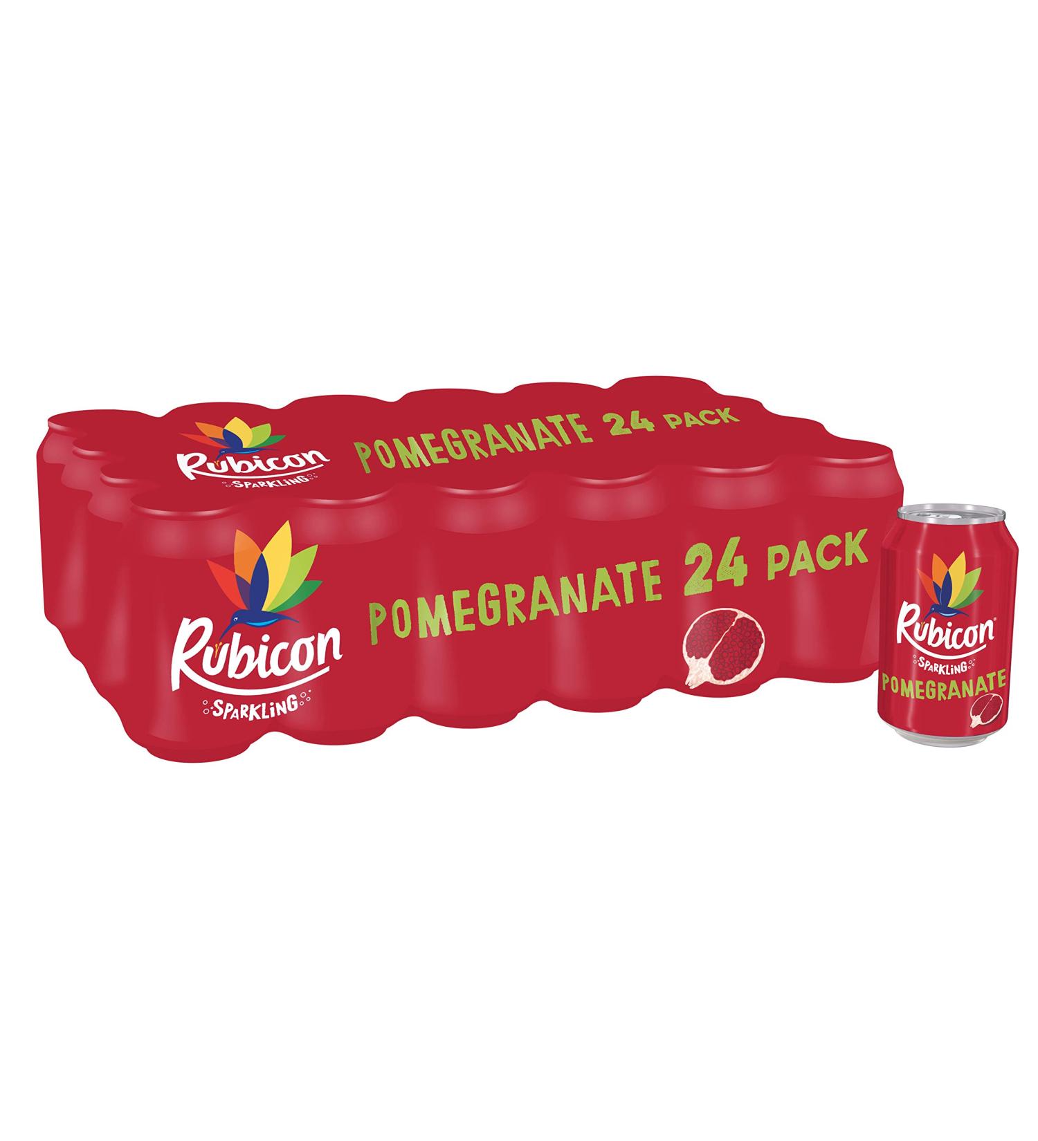 Rubicon Sparkling Pomegranate Fizzy Drink with Real Fruit Juice - Intensely Tempting Flavor - 24 x 330ml Cans - Buy Online on GoSupps.com