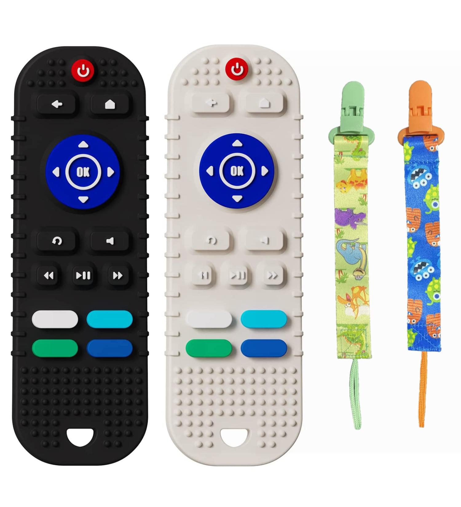 Cuzlarmul Baby Teething Toys 2 Pack - Soft Silicone Remote Control Shape Teething Toys for Babies 6-12 Months - BPA Free Molar Teether Chew Toys - for Infant Boys Girls (Black & Beige) - Buy Online on GoSupps.com