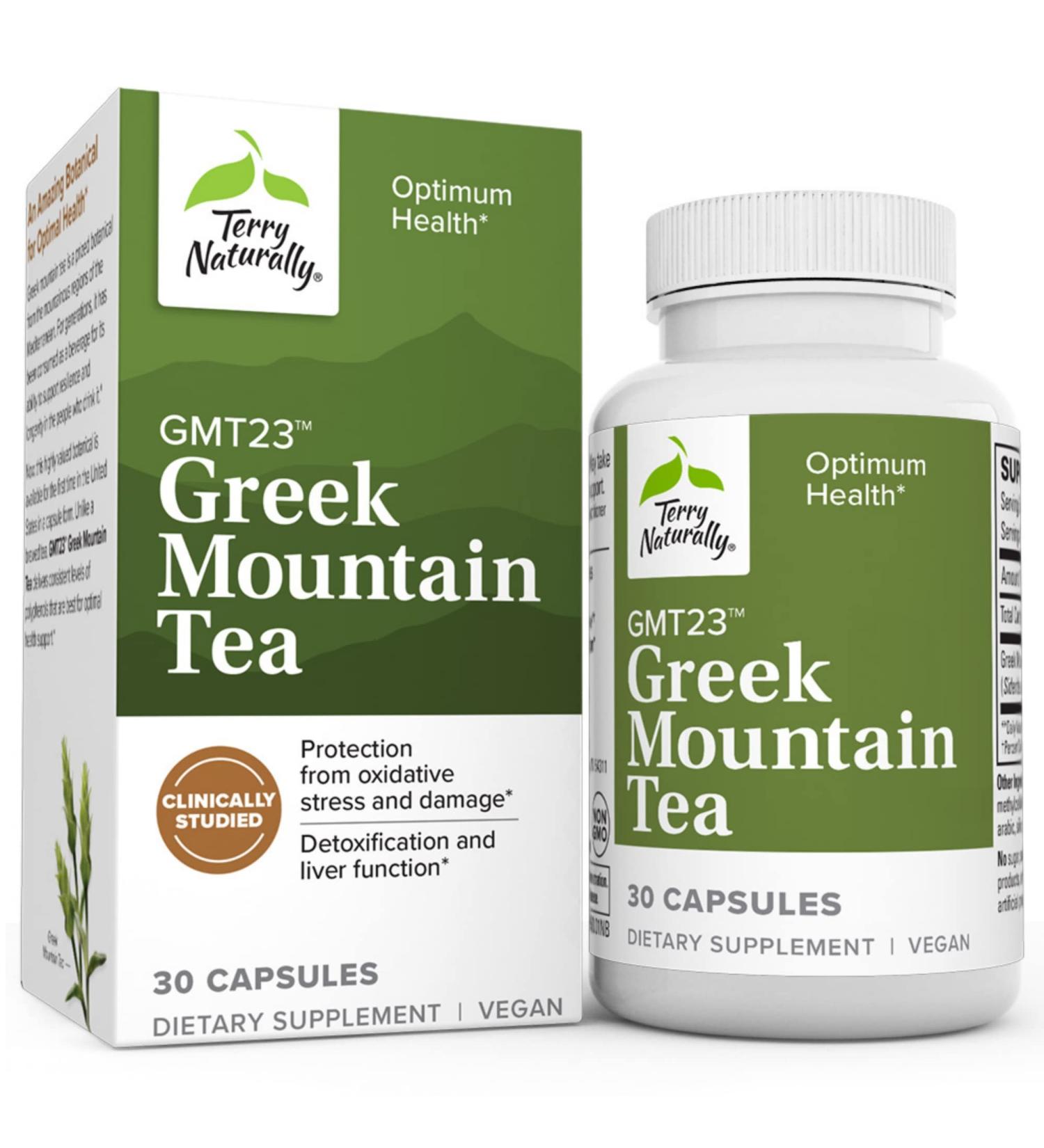 Terry Naturally GMT23 Greek Mountain Tea - 30 Capsules for Optimum Health | Non-GMO Vegan No Bacopa - Shop Internationally - Buy Online on GoSupps.com