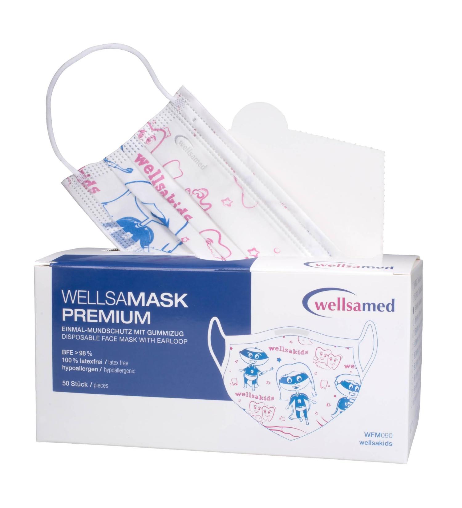 Wellsamed Wellsamask 50 Pack - Medical Face Mask Type IIR for Kids | Elastic Band & Fun Motif - International Shipping Available - Buy Online on GoSupps.com