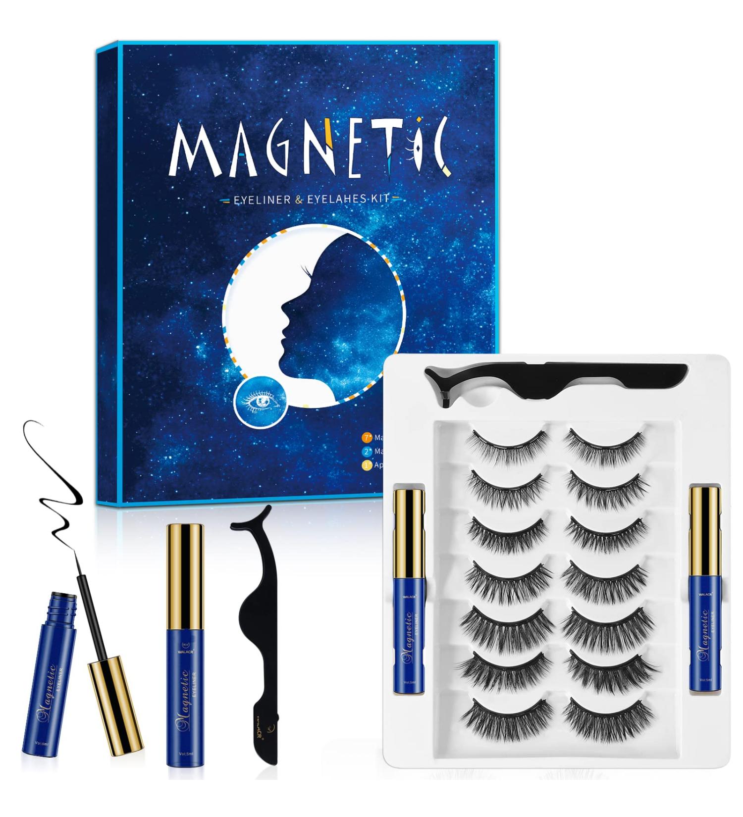 Magnetic Eyelashes with Eyeliner Set - 3D Natural Look, No Glue Needed (7 Pairs) - Buy Online on GoSupps.com