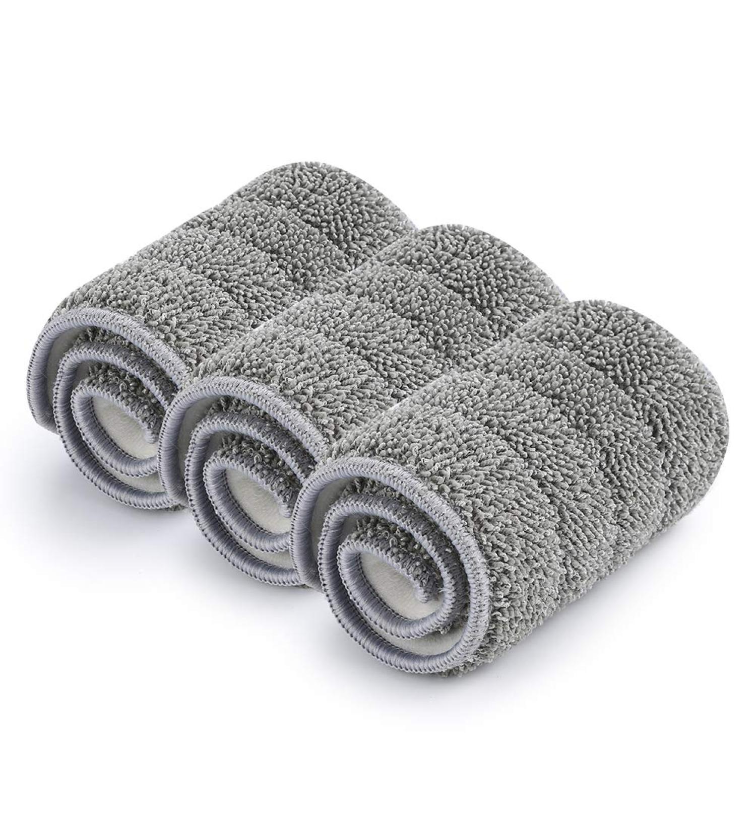 3 Pack Reusable Microfiber Spray Mop Pads - Washable Flat Replacement Heads for Dust, Wet or Dry Floor Cleaning - Grey - Buy Online on GoSupps.com