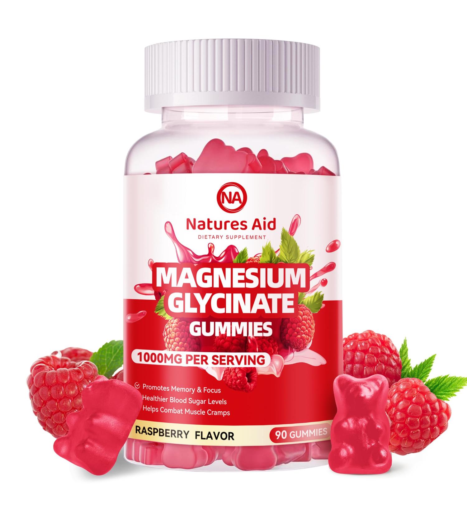 Magnesium Glycinate Gummies 1000mg - Sugar Free Magnesium Potassium Supplement with Vitamin D B6 CoQ10 for Calm Mood & Sleep Support - 90 Raspberry Gummies. Raspberry 90 Count (Pack of 1) - Buy Online on GoSupps.com