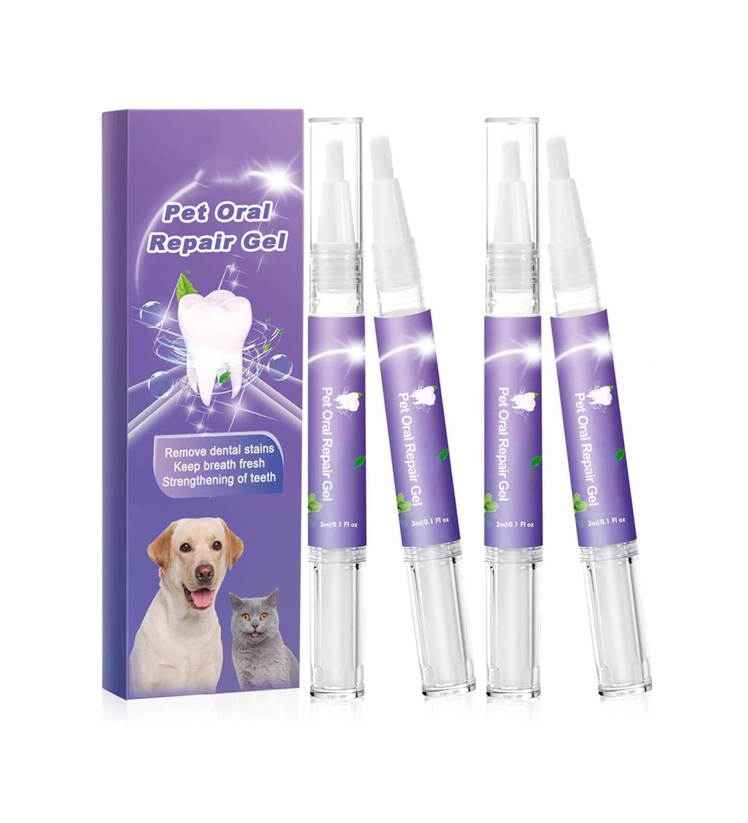 Pet Oral Repair Gel Pet Brush Free Oral Gel for Pets Pet Oral Restoration Whitening Gel Eliminate Bad Breath Targets Tartar Without Brushing Pet Breath Freshener Gel Care Cleaner (4pcs) - Buy Online on GoSupps.com