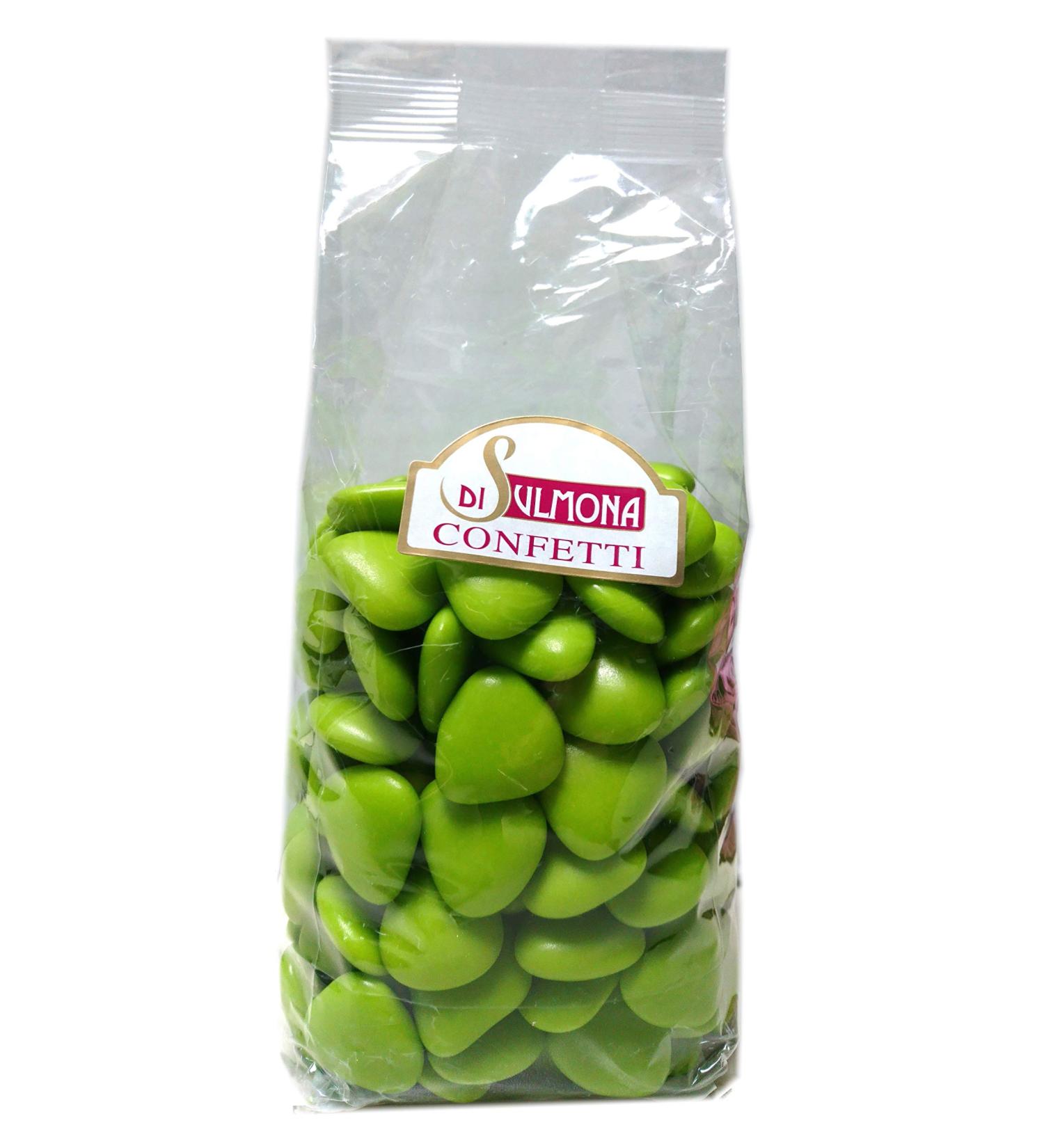 Sugared Almonds from Sulmona - Chocolate Heart Shaped Green - 1000 gr