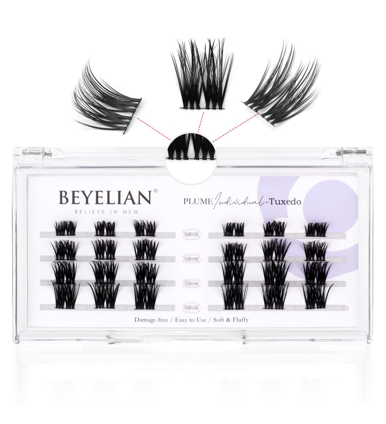 Beyelian C Curl Cluster Eyelashes - 48 PCs 0.07mm 16mm Individual DIY Extensions | Super Thin Black Band - Buy Online on GoSupps.com