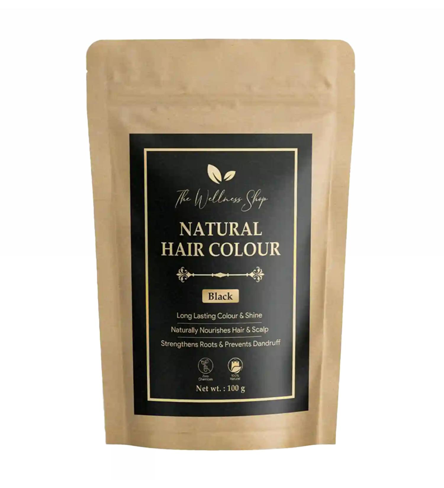 The Wellness Shop | Natural Unisex Black Hair Color - Ammonia Free Long-Lasting Shine for Stronger Silkier Hair - 100g - Buy Online on GoSupps.com
