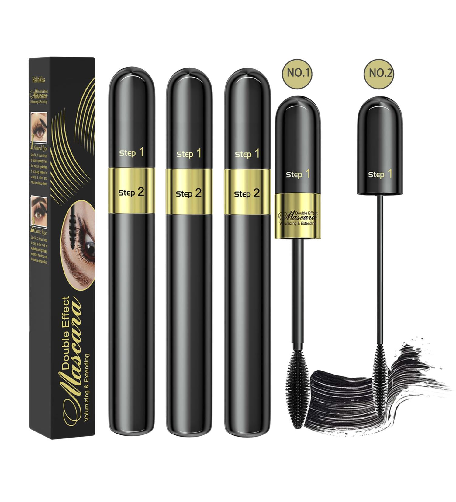 3PCS 4D Silk Fiber Lash Mascara 2 in 1 Mascara For Natural Lengthening And Thickening Effect(Pack of Black) 3pcs Black - Buy Online on GoSupps.com