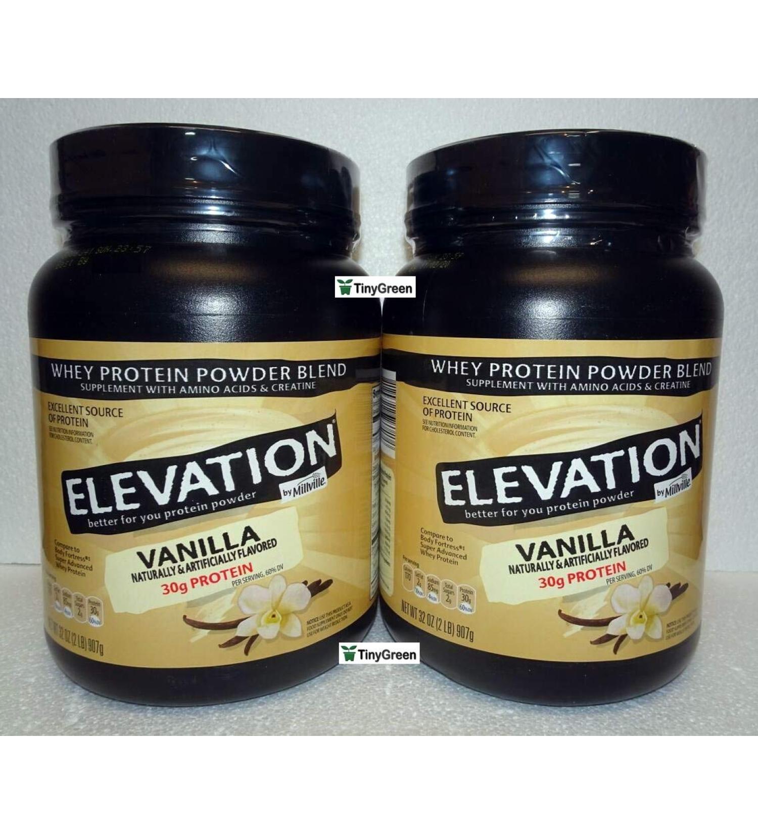 Elevation by Millville Whey Protein Powder Blend Vanilla 32oz 907g (Pack of Two)