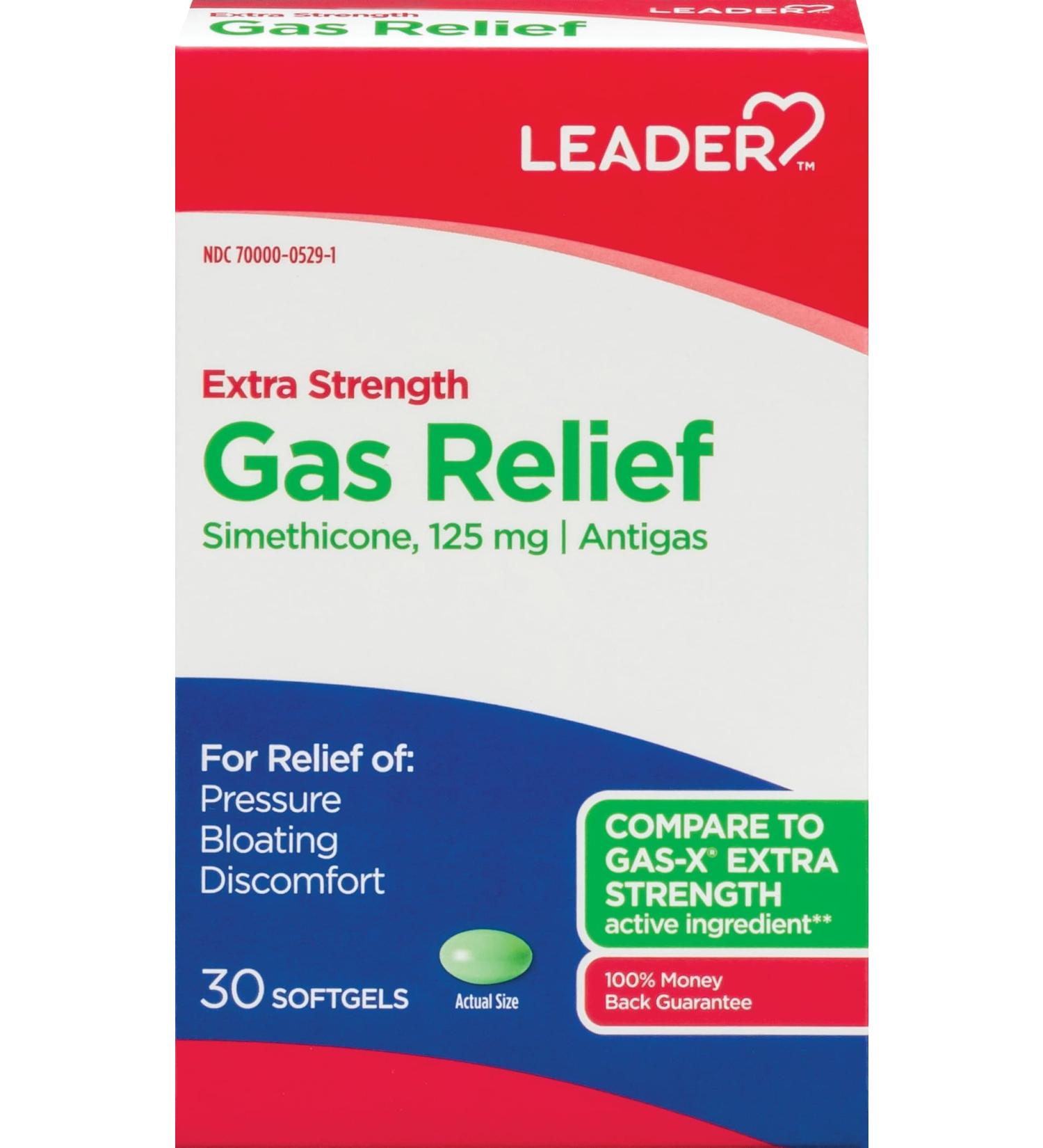 LEADER Gas Relief Simethicone 125mg Antigas Softgels Relieves from Stomach Discomfort and Gas Anti Flatulence Fast Bloating Relief 30 Softgels Pack of 3