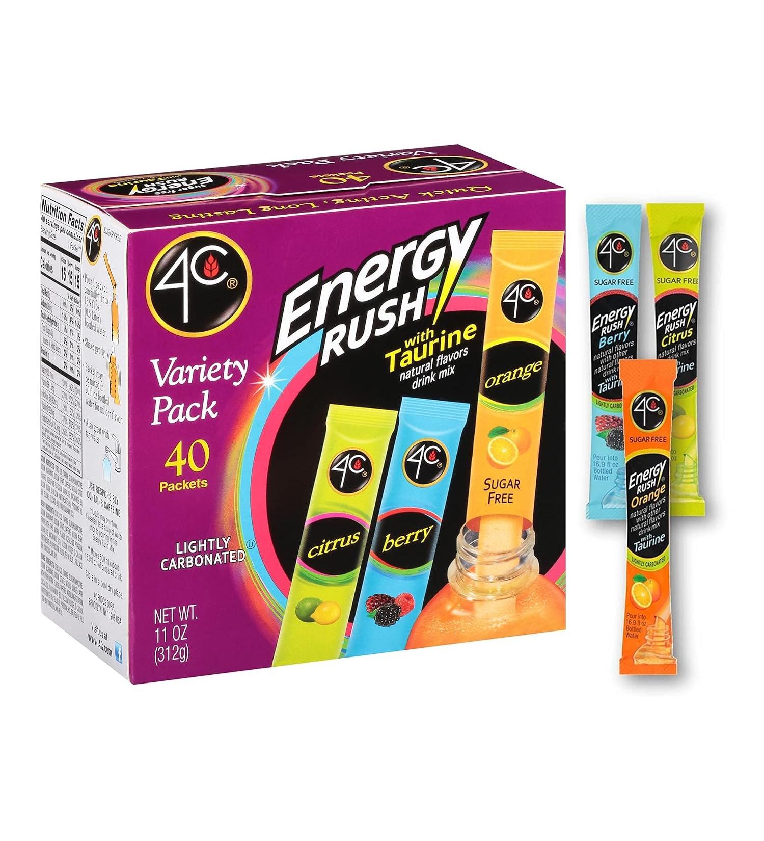 4-C Energy Rush Stix Variety Pack Sugar Free 40 Packets - Buy Online on GoSupps.com