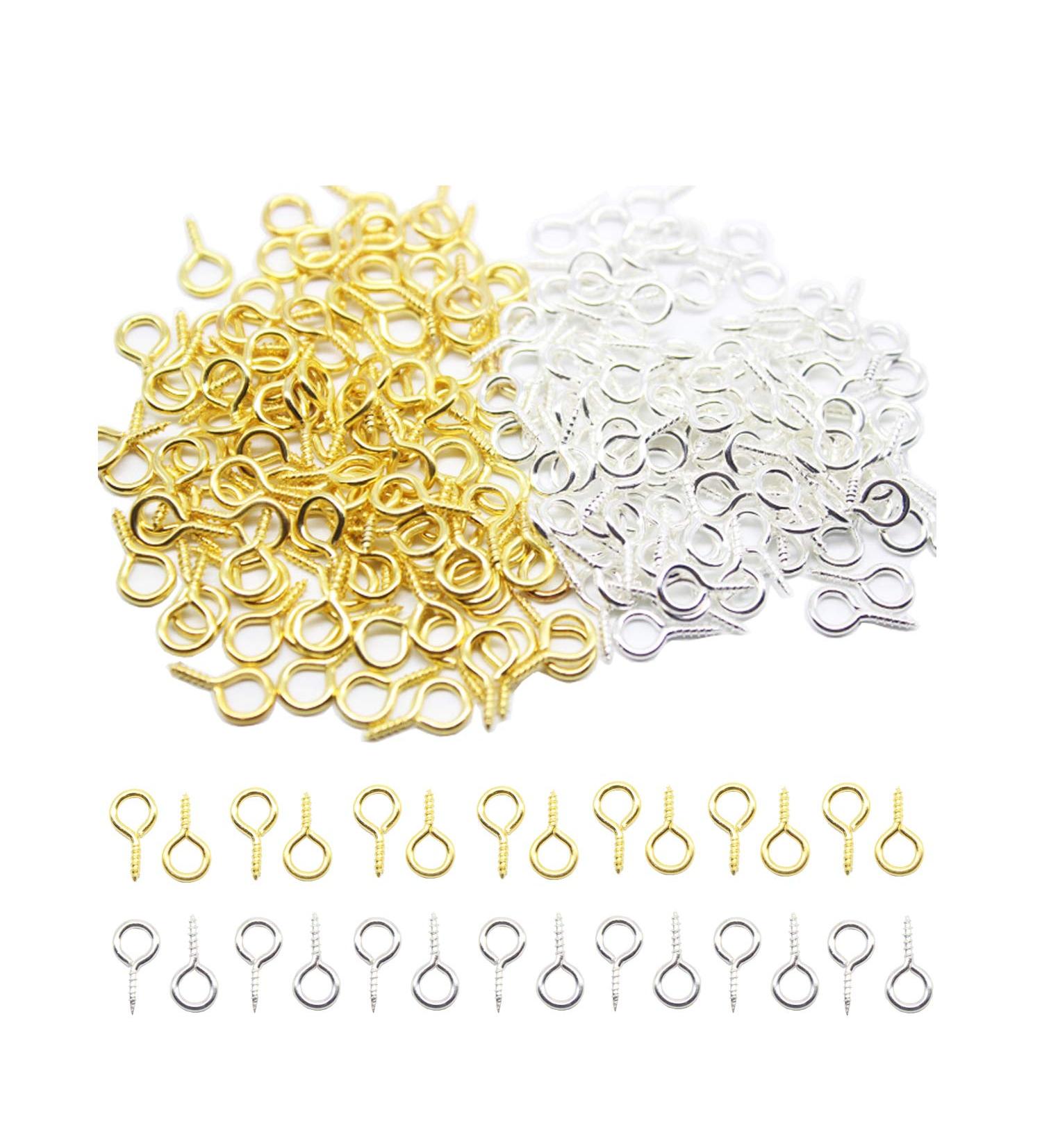 HUIHUIBAO 200pc Mini Metal Screw Eye Pins Hooks for Jewelry Making - 6x13mm (Gold/Silver) - DIY Crafts Findings - Buy Online on GoSupps.com