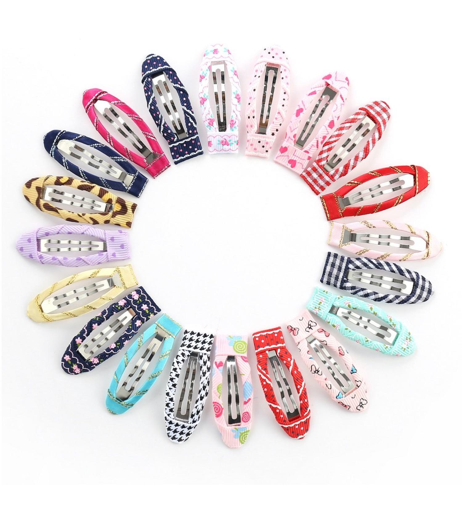 20Pcs 2 Inch No Slip Snap Hair Clips Ribbon Wrapped Barrettes for Girls, Toddlers, Kids, Women - Hair Accessories - Buy Online on GoSupps.com