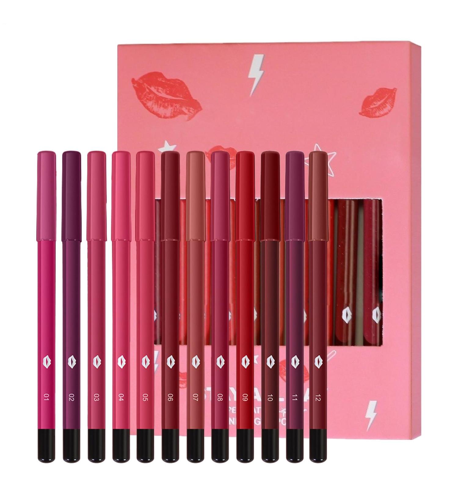 Lip Pencil Collection 12 Long-Lasting Smudge-Proof Colors | Long-Lasting Lip Liner | For Women Girls Teens Wives Friends Family Sisters Birthdays Christmas Parties - Buy Online on GoSupps.com