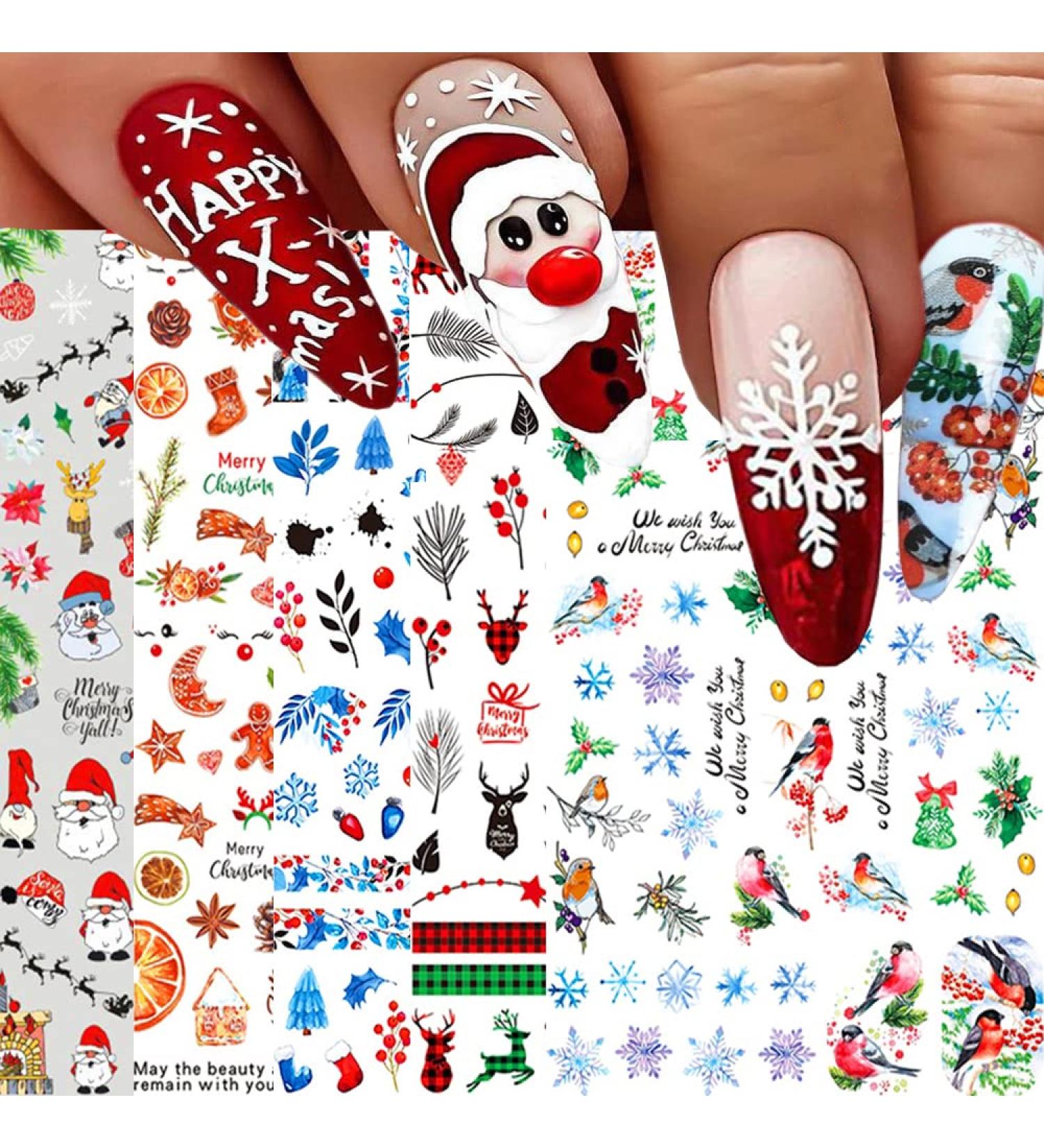 Christmas Nail Art Stickers - Festive Snowflake Decals for Xmas Nail Decor (8 Sheets) - Buy Online on GoSupps.com