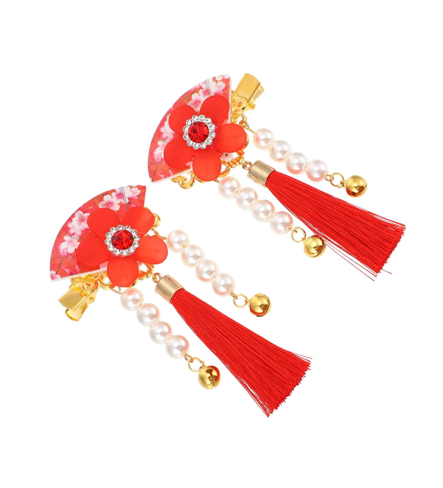 Beatifufu 1 Pair Hair Accessories Tassel Hair Holder Floral Barrette Han-style Hair Clip Hair Styling Holder Floral Hair Grip Hair Styling Pin Antiquity Hair Grip Hair Styling Grip - Buy Online on GoSupps.com
