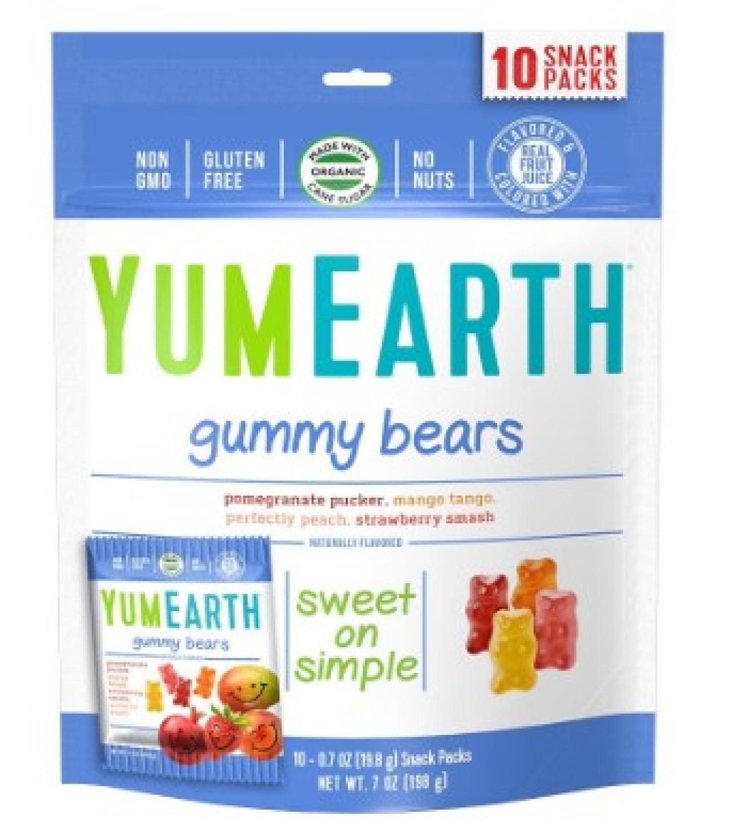 YumEarth Gummy Bears Assorted Flavors 10 Snack Packs 0.7 oz (19.8 g) Each - Buy Online on GoSupps.com