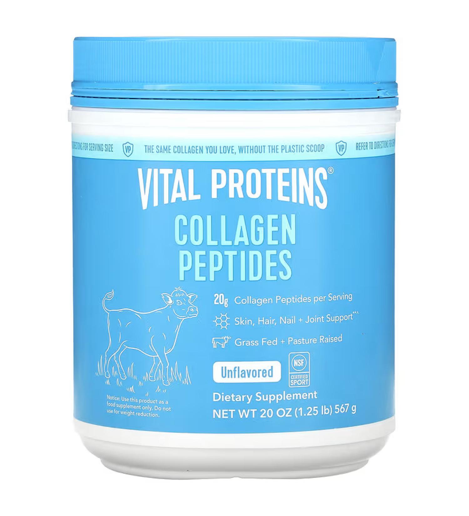 Vital Proteins Unflavored Collagen Peptides 20oz - Hydrolyzed Type I & III Collagen Supplement - Buy Online on GoSupps.com