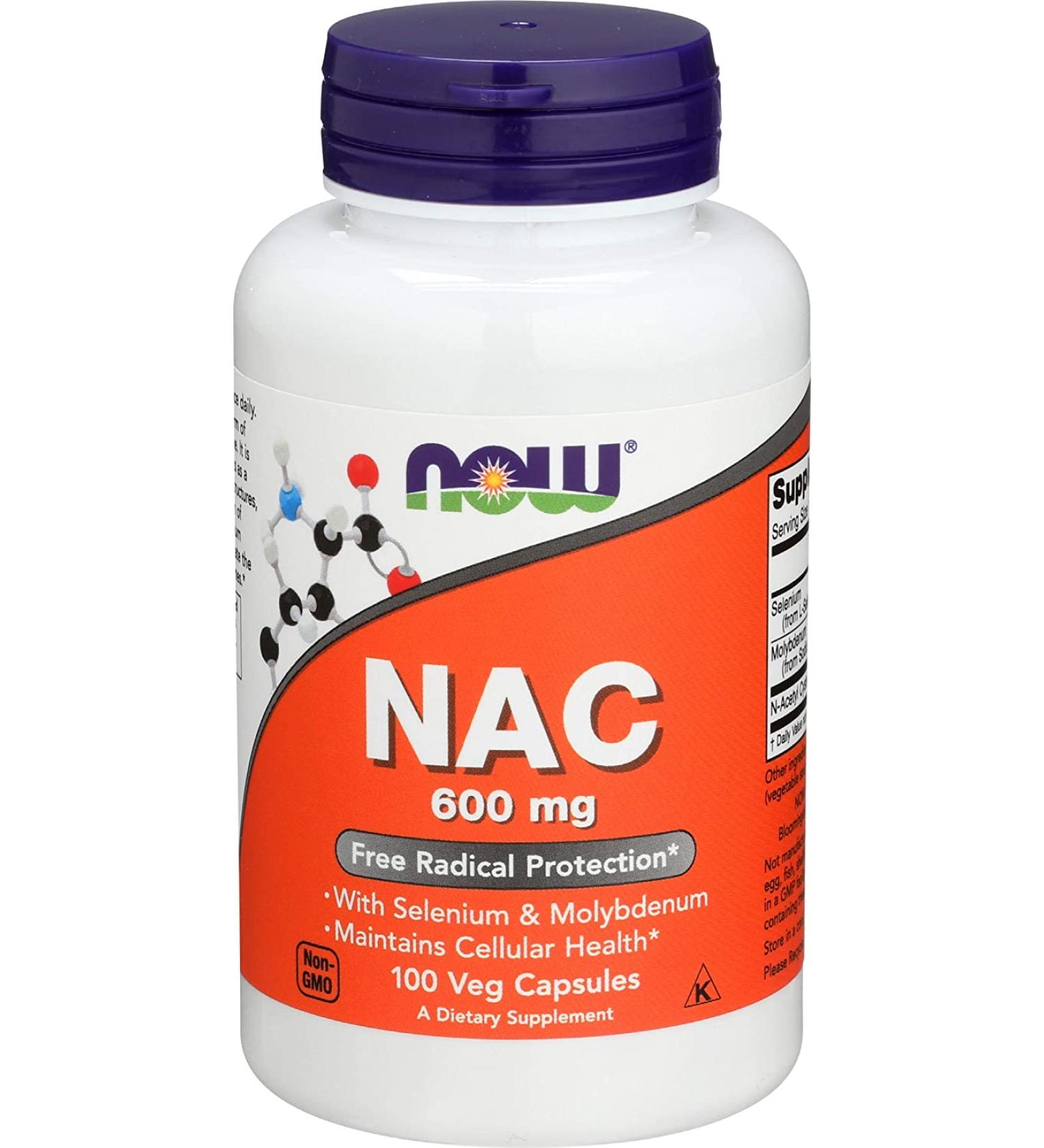 Now Foods NAC 600 mg - 100 Veg Capsules | Antioxidant Support & Detox Boost - Buy Online on GoSupps.com