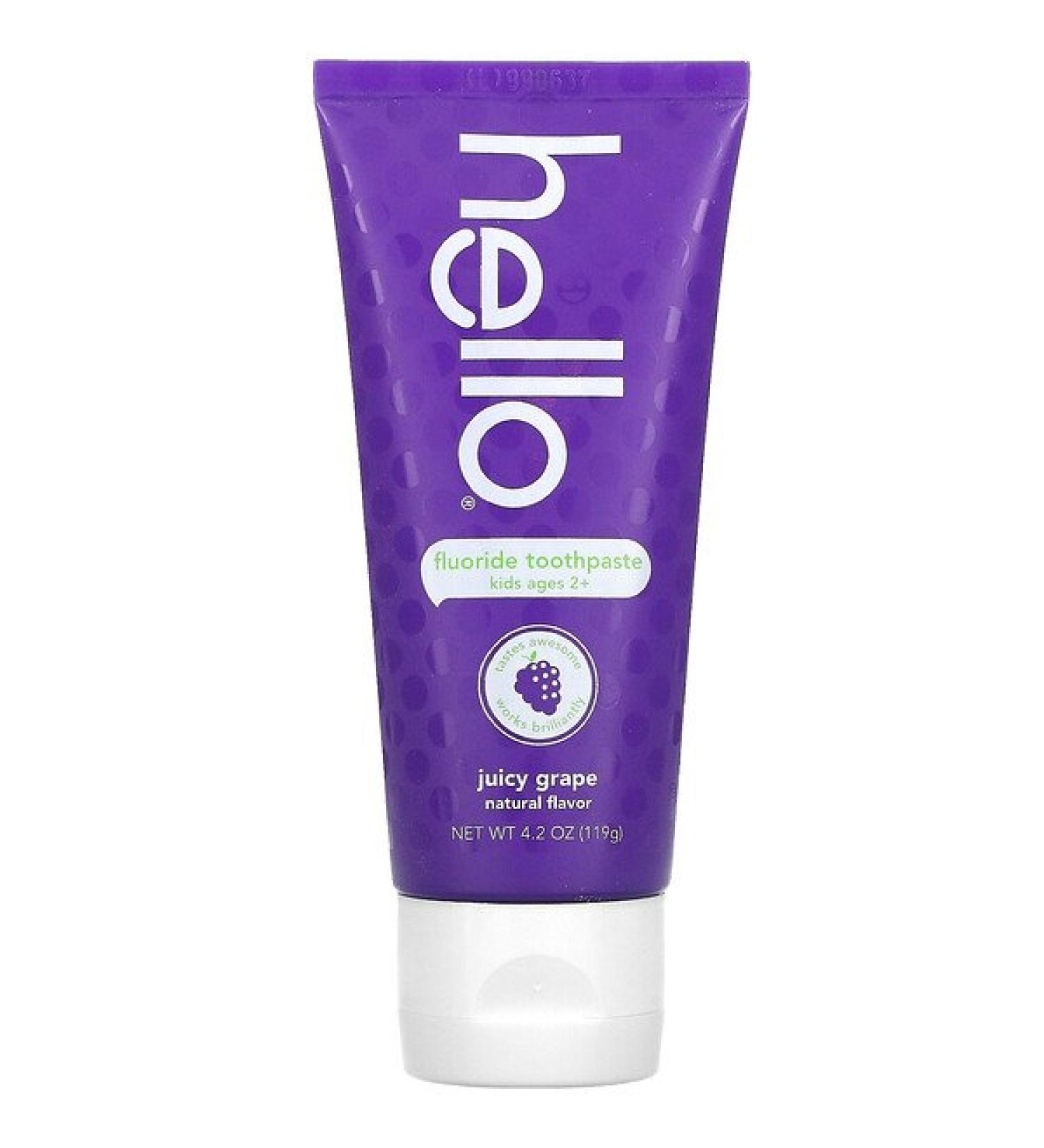 Hello Kids Fluoride Toothpaste - Juicy Grape Flavor, 4.2 oz (119 g) - Natural Oral Care - Buy Online on GoSupps.com