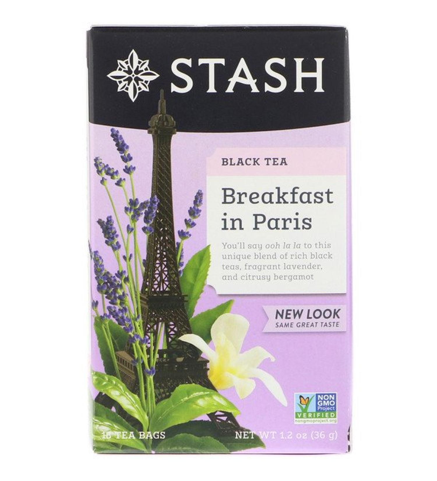 Stash Tea Black Tea Breakfast in Paris 18 Tea Bags 1.2 oz (36 g)
